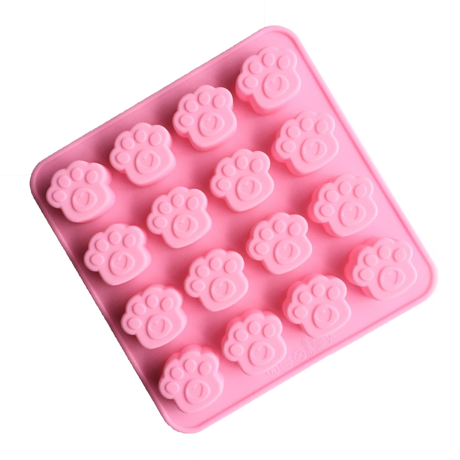 KAILIN Silicone 2 Pack-16 Cavity Dog Pet Animal Paw Shape Print Ice Cube Chocolate Soap Candle Tray Cake Mold for Party