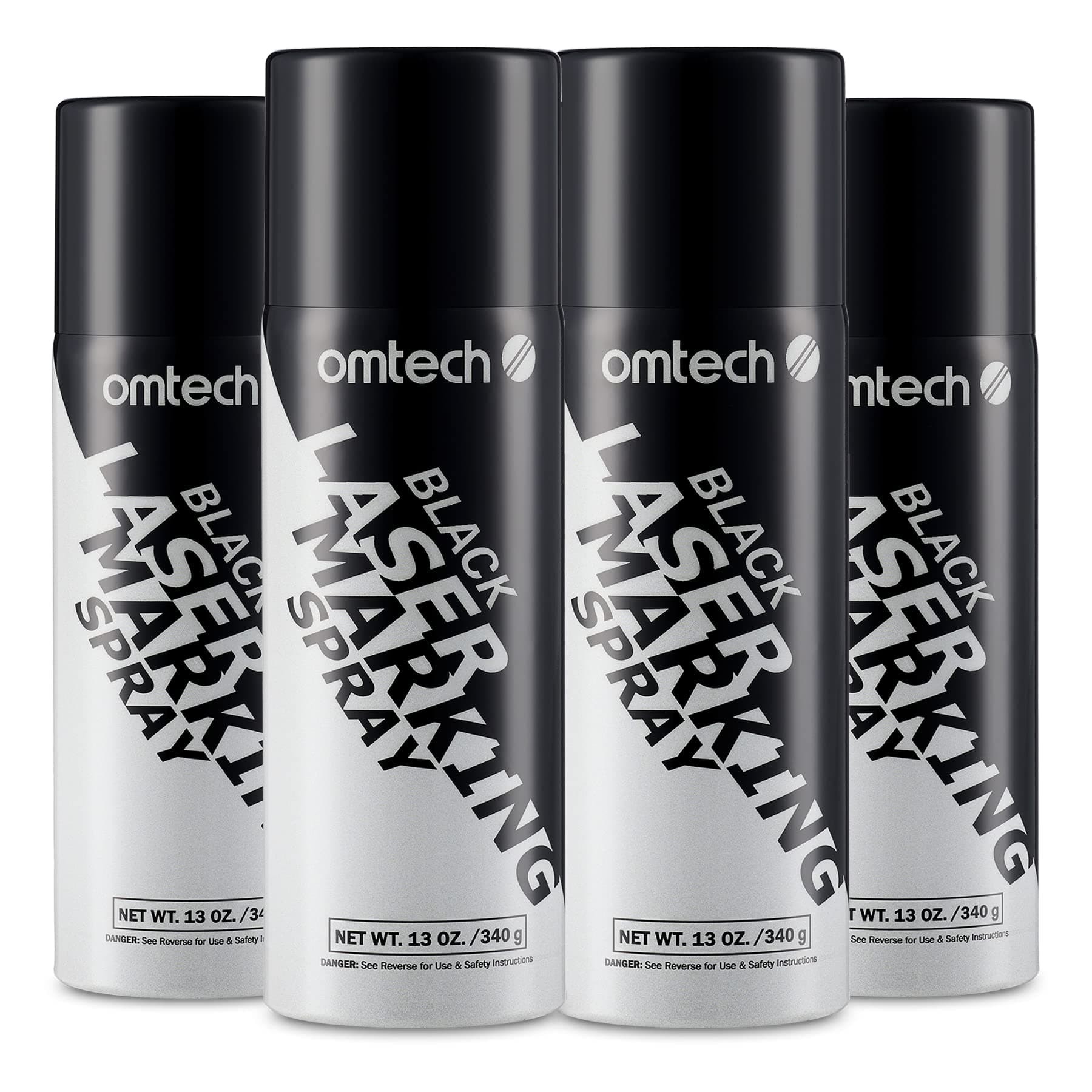 OMTech Laser Marking Spray, Metal Laser Marking Fluid for CO2/Diode Laser Engravers, 4×13oz Aerosol Spray for Black Laser Engraving Metal, Laser Ink for Aluminum Stainless Steel Brass(4 Pack)