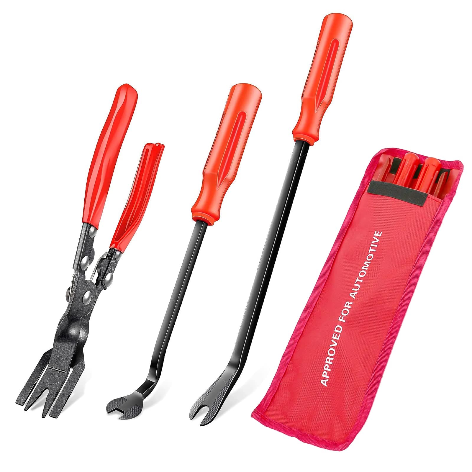 3 Pcs Clip Pliers & Fastener Removal Tool, Clip Remover Tool, Auto Trim Removal Tool Kit, Auto Upholstery Combo Repair Kit with Storage Bag for Car Door Panel Dashboard, Pop Clip Removal Tool