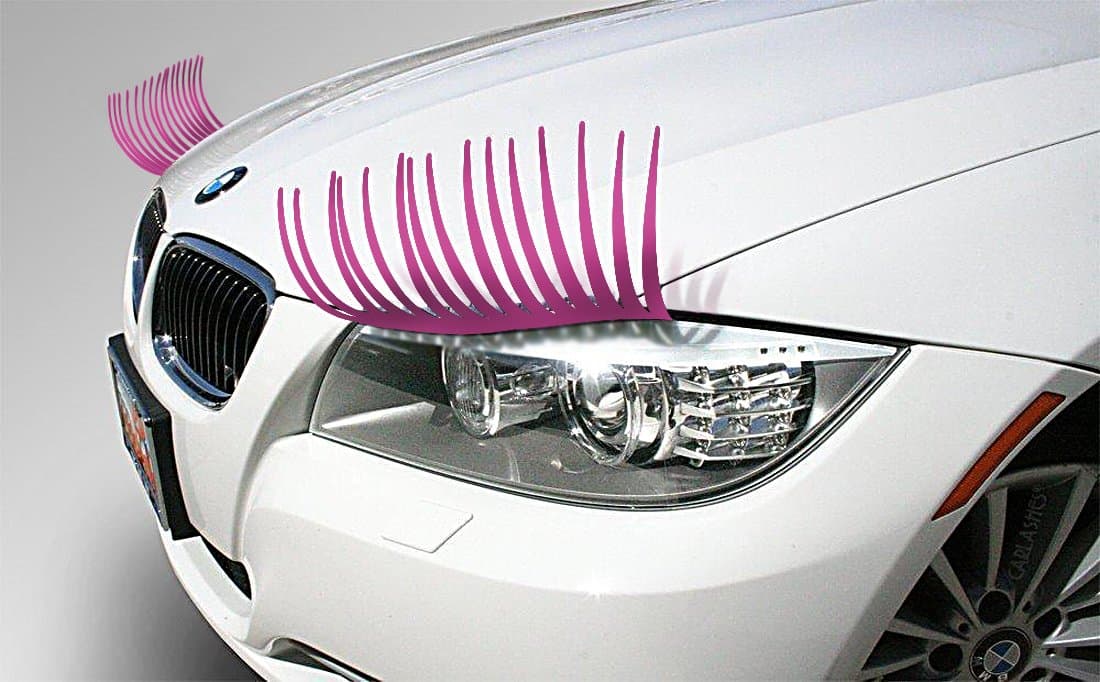 okmaketeu - Car Bumper Very Cute Headlight Eyelashes 3M 3D Sticker High Quality Decal (Pink)