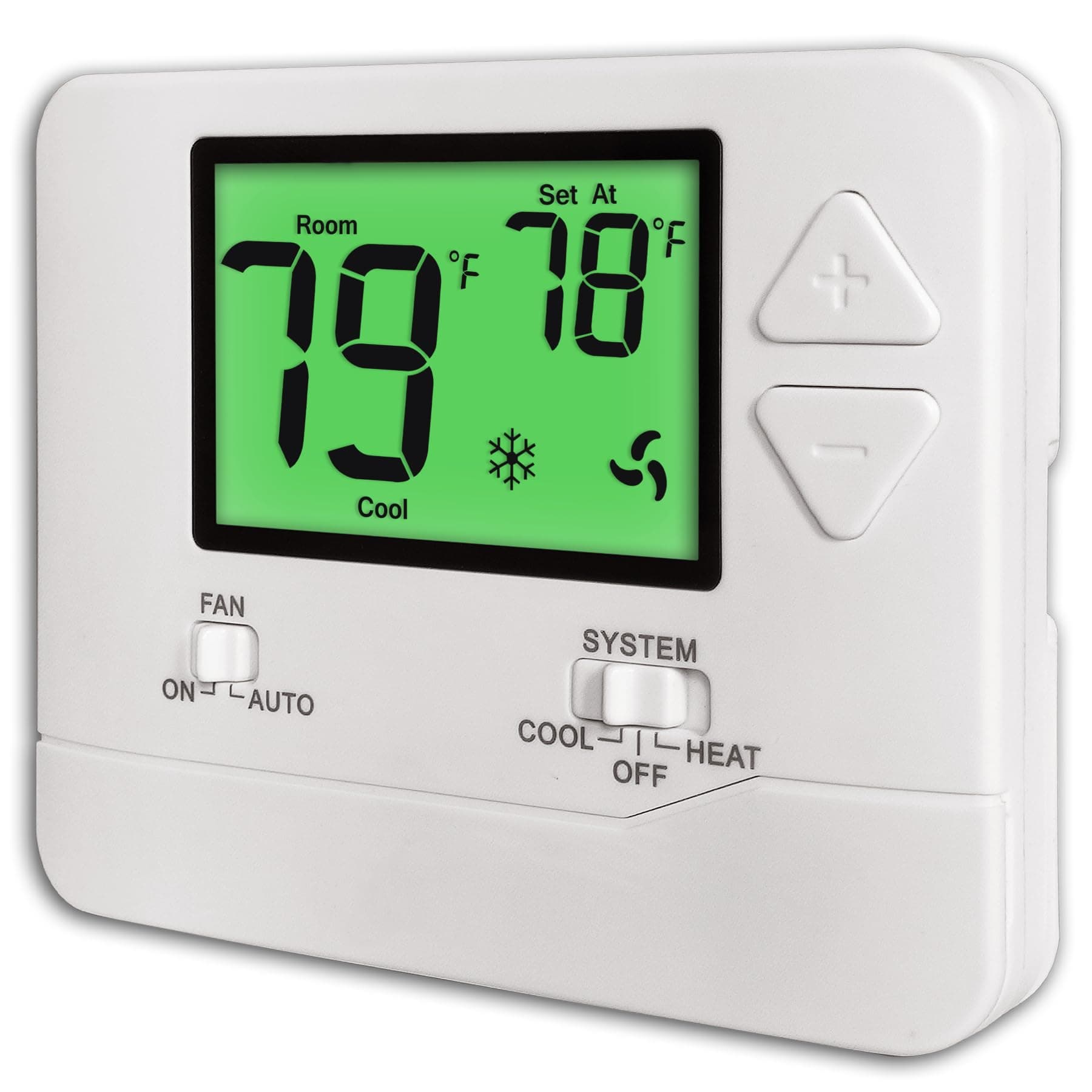 Heagstat Non-Programmable Thermostats for Home Conventional Single-Stage Systems, up to 1 Heat/ 1 Cool (with Green Backlight)