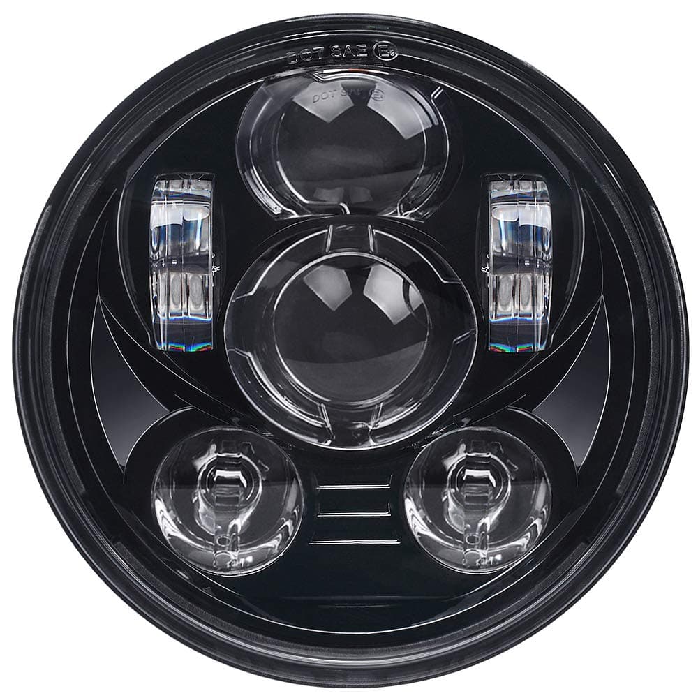 5-3/4 5.75 inch LED Motorcycle Headlight Compatible with Harley Davidson Sportster Dyna Low Rider Street Bob lron 883 1200 Softail Wide Glide Triple Headlamp