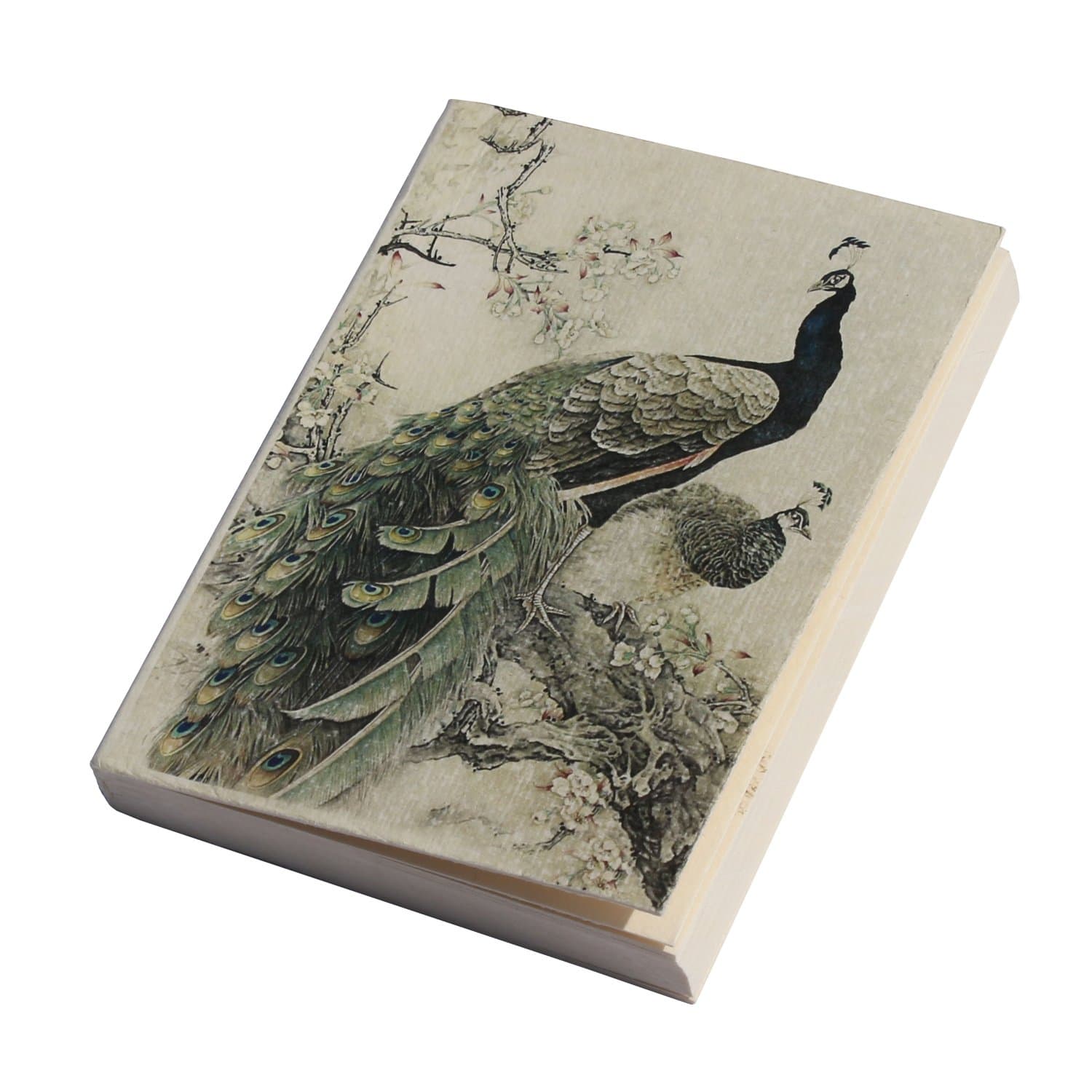 DeKulture Handmade Vintage Japanese Peacock Artwork Pocket Diary Masterpiece Acid Free Paper, Flat Open Soft Cover, Ideal for Roadtrip & Vacation Notes,100 Pages,125 GSM, Set of 2