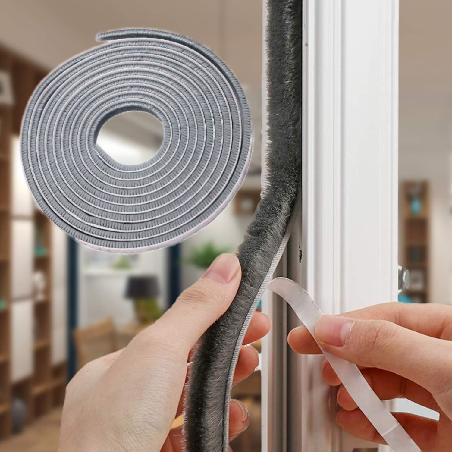 32.8 Ft Self Adhesive Weather Stripping Seal Strip Weatherstrip for Windows and Doors House Soundproofing,Windproof,Dustproof,Stronger Stickiness,0.35 Wide X 0.2 inch Thick, Gray