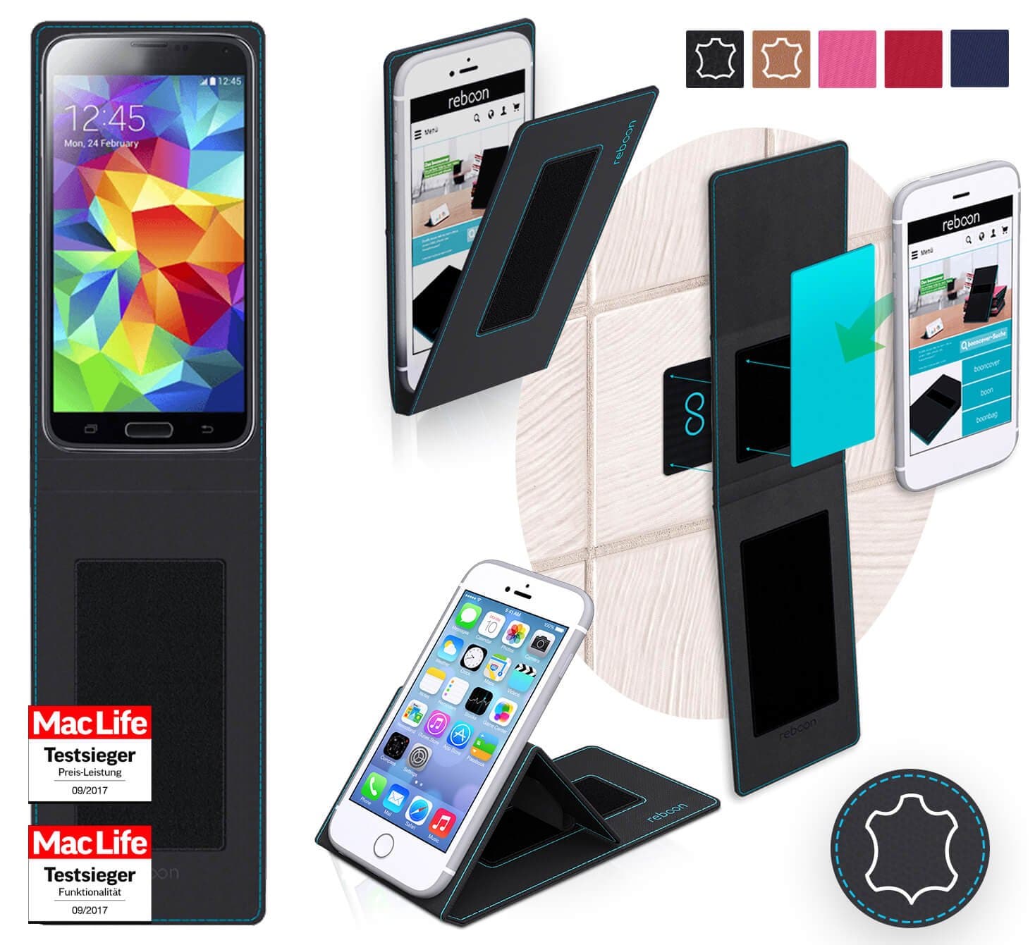 Cover for Goophone S9 Case | in Black Leather | Multifunctional Cover Bumper