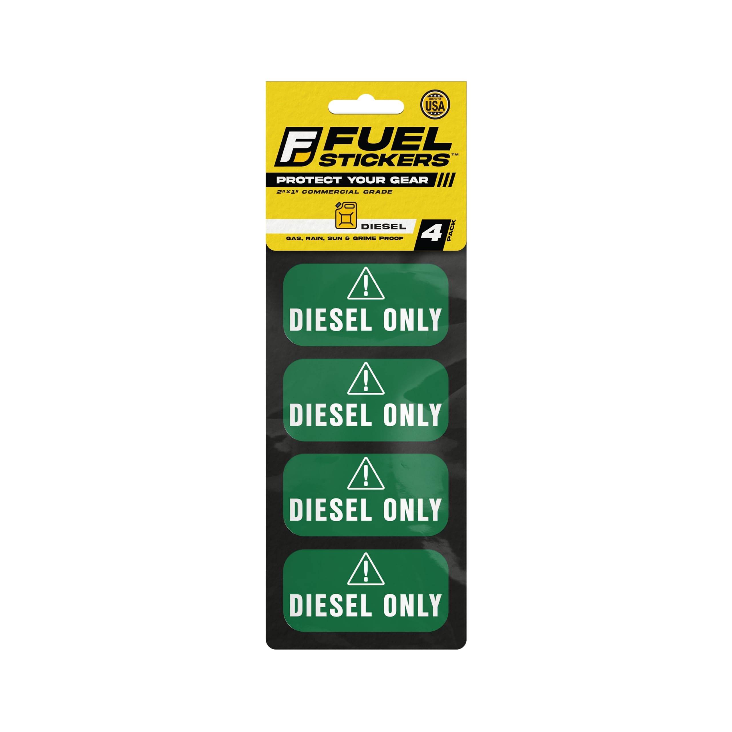 Diesel Only Sticker (Green), Diesel Labels for Tractors, Construction and Heavy Equipment - Weather Proof, Extreme Stick, Diesel Decal by Fuel Stickers - USA Made (2x1 inch), 4 Labels