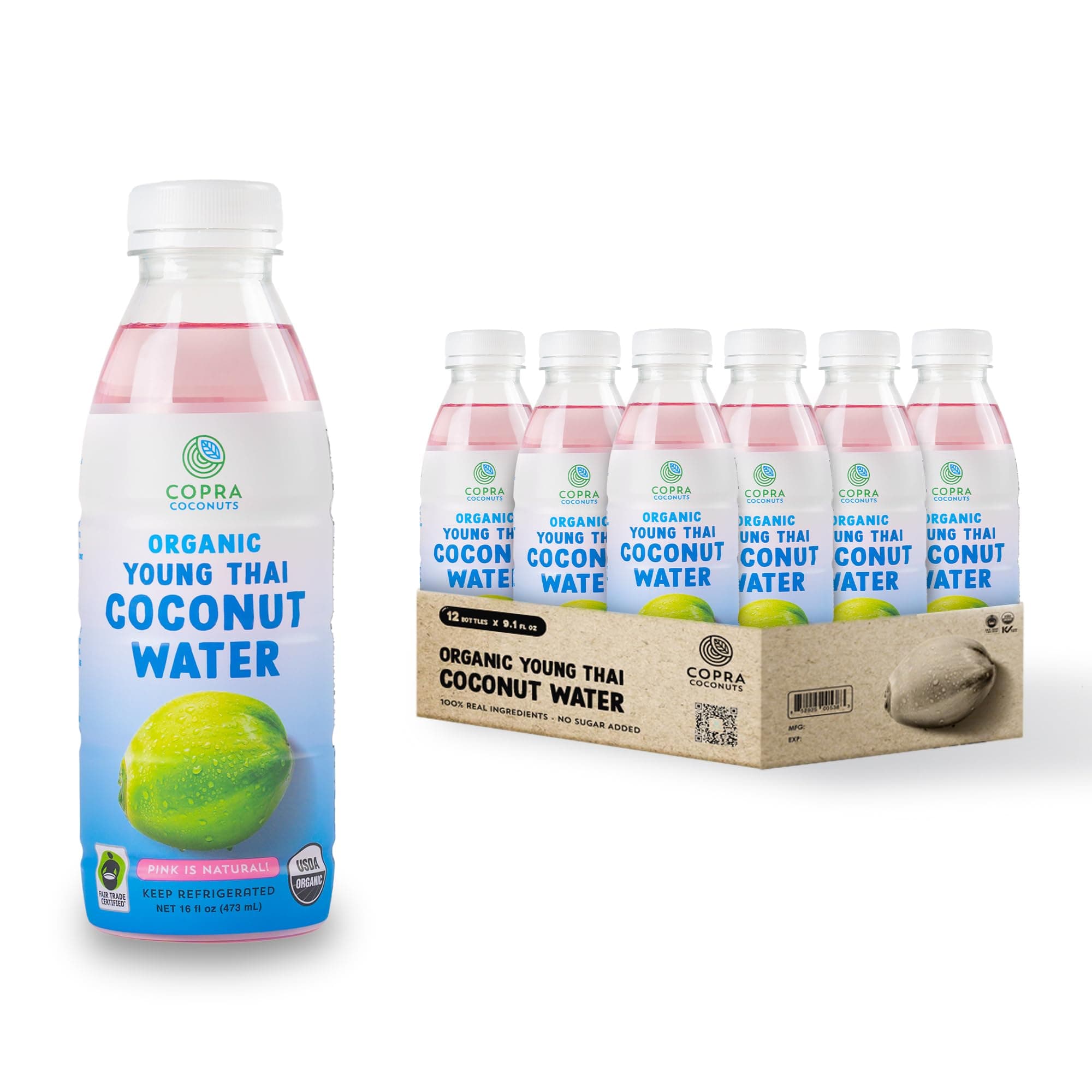Copra Frozen Young Thai Coconut Water | 100% Pure & Organic | Vegan, Non-GMO, Gluten-Free (Case of 6 x 16 oz bottles)