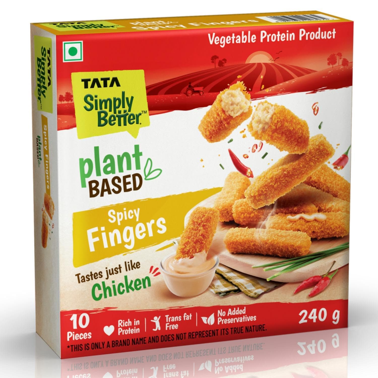 Tata Simply Better Plant-based Spicy Fingers, Tastes just like Chicken, 240g