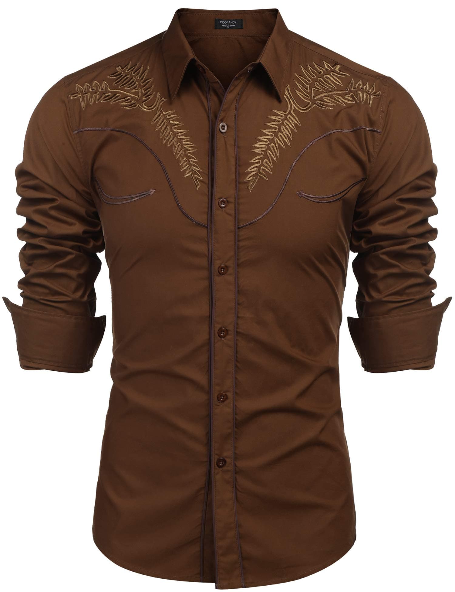 Men's Western Shirts Long Sleeve Embroideres Cowboy Shirts Casual Button Down Shirt