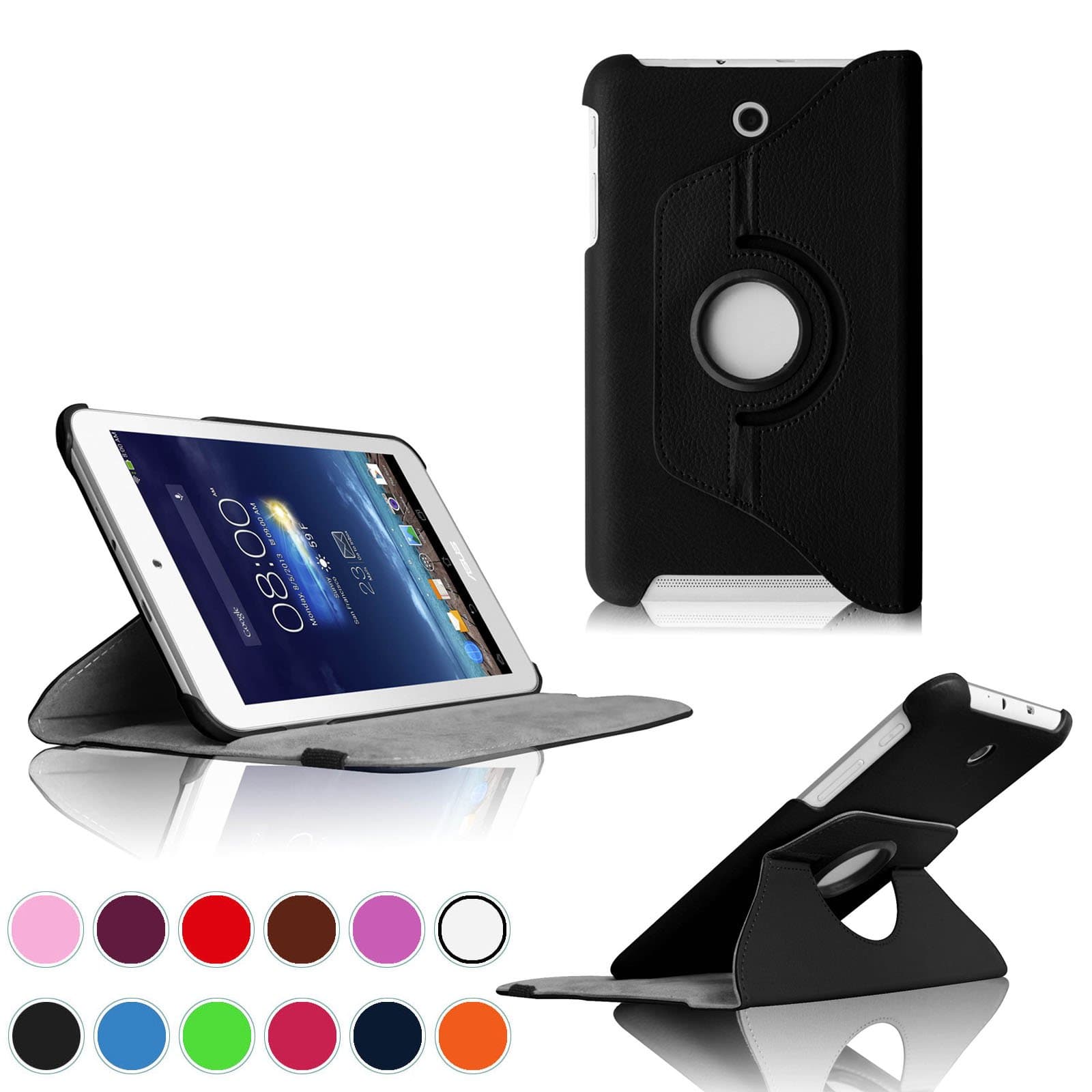 Intellishop Online 360 Rotating Leather Stand Case Cover for ASUS MeMO Pad 8 Tablet ME180, ME180A (ASUS MeMO Pad 8, Black)