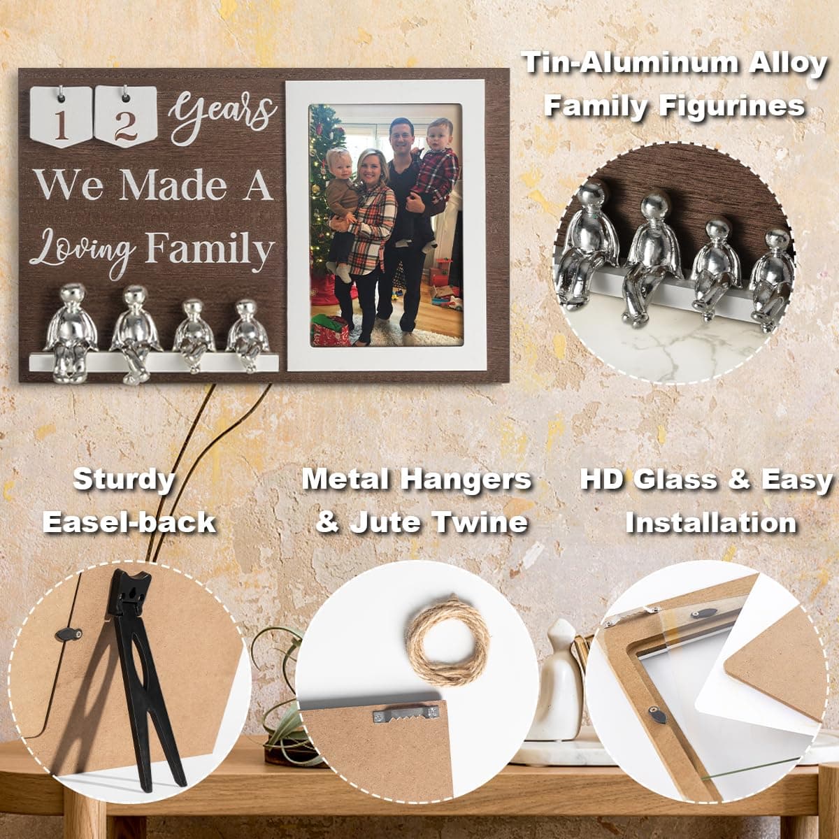 10 Year Anniversary Idea Gifts for Him, 10th Wedding Anniversary for Couples Gift 10 Year Tin Anniversary Personalized Gifts for Wife Her Great Family Decor Family Tree Gift Ideas Anniversary Aluminum