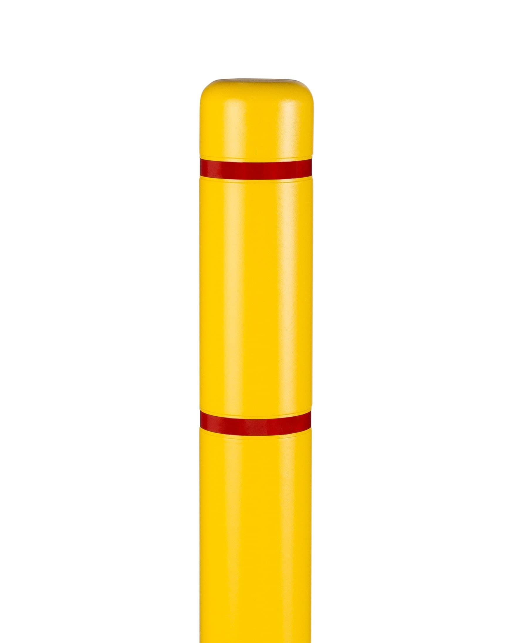 Bollard Cover, 4"x 52", Yellow Cover with Red Tapes