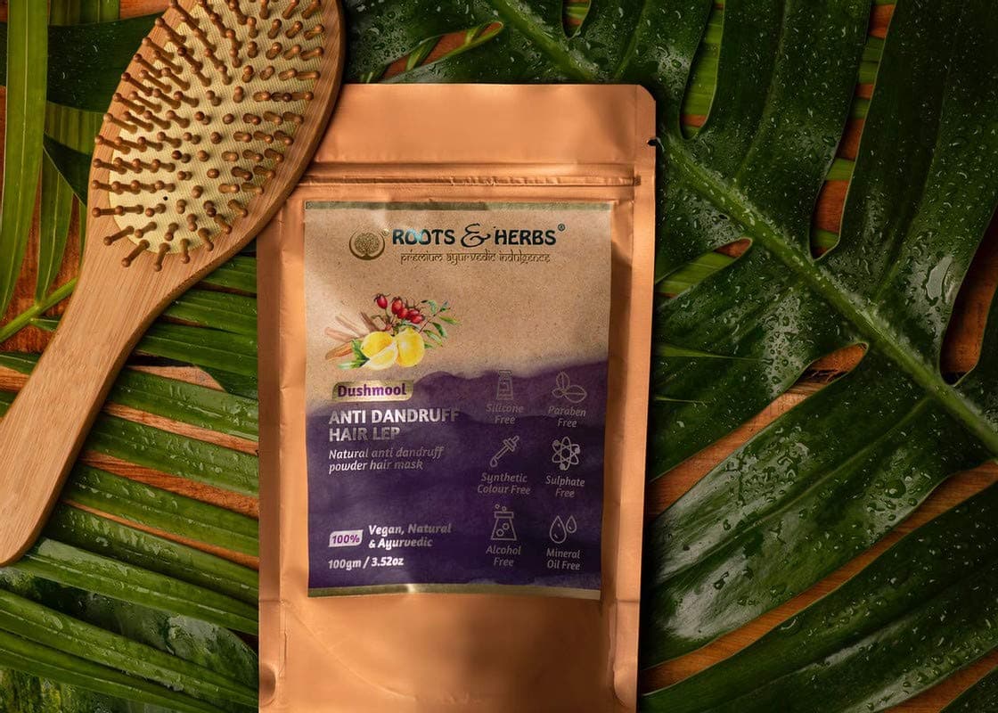 ROOTS AND HERBS Ayurvedic Natural Treatment 100% Vegan Dushmool Anti-Dandruff Powder Hair Mask for Men and Women for Dry or Damaged Hair 3.52oz