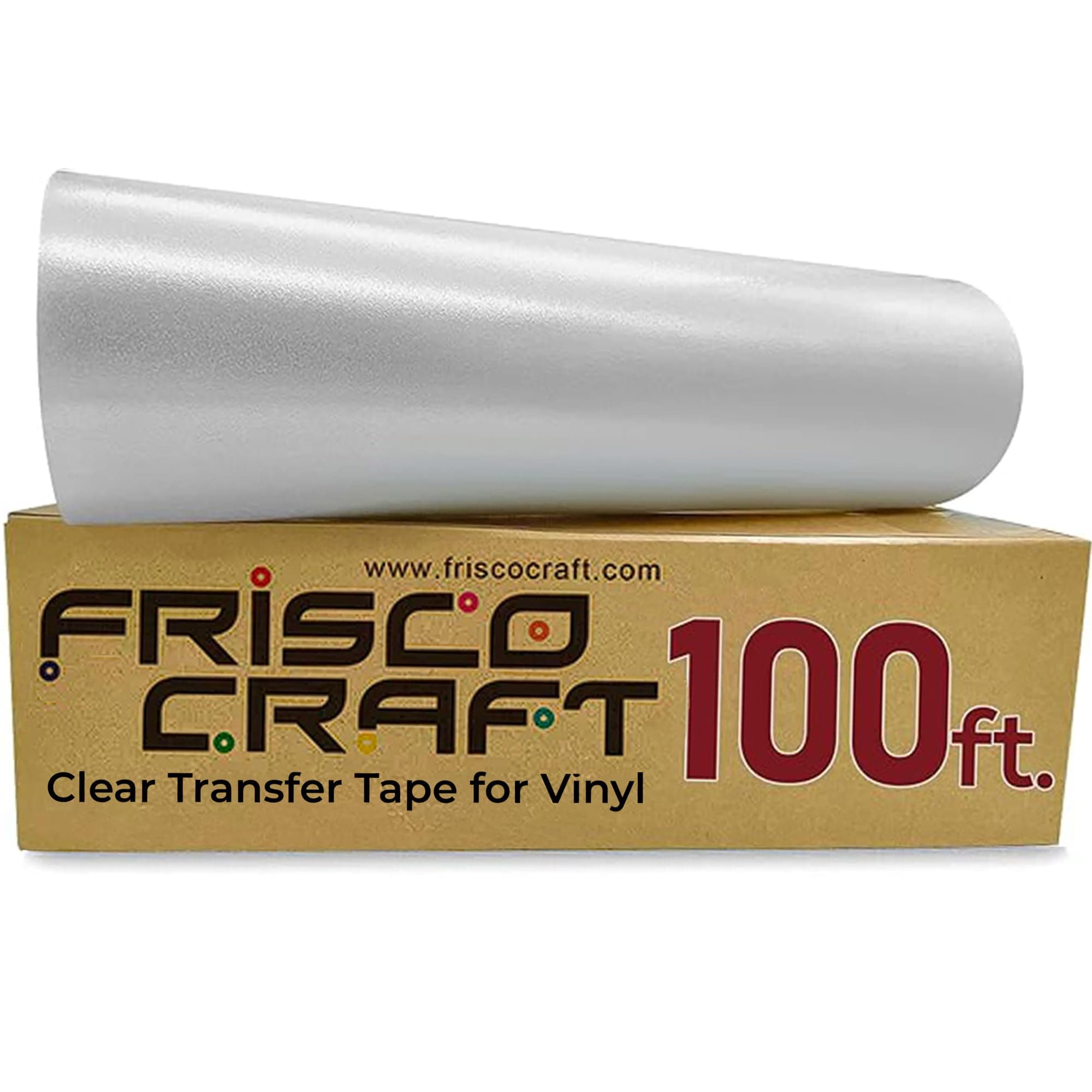 Frisco Craft C-370 Clear Transfer Tape for Vinyl 12" x 100 Feet Clear Lay Flat | Application Tape Perfect for Self Adhesive for Signs Stickers Decals - Compatible with Cricut Vinyl Cutters