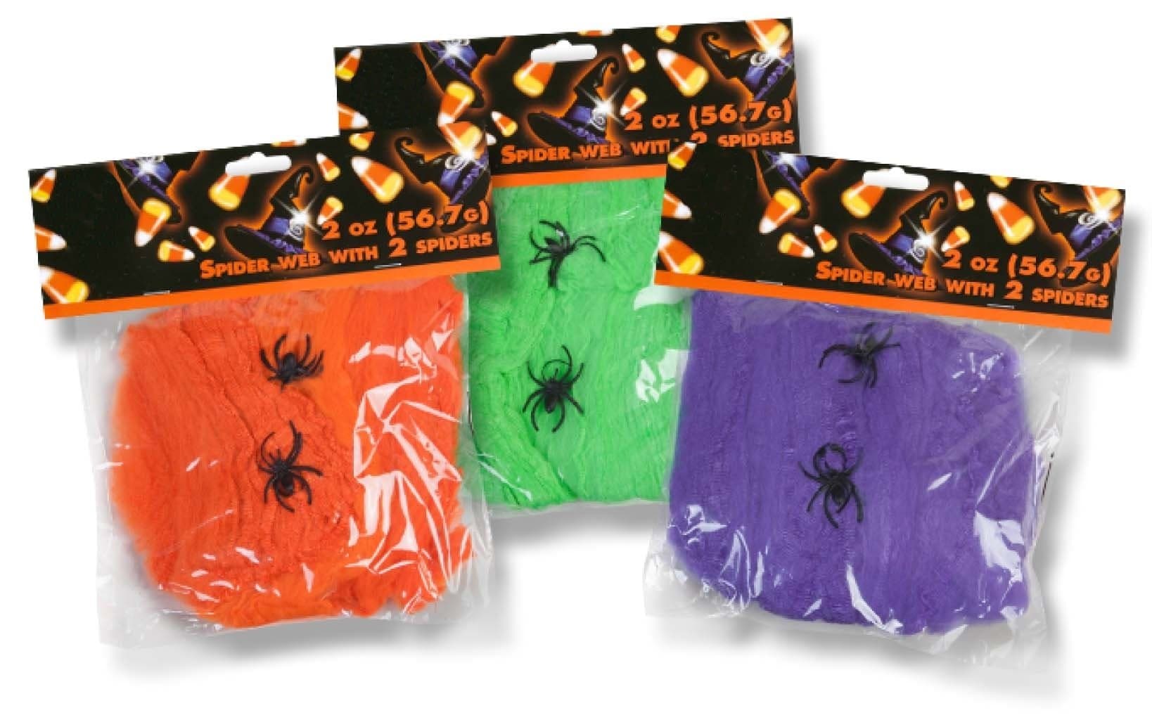 Family Holiday Halloween Neon Webs, Neon Webbing,Neon Cobwebs & Neon Spiderweb with Spiders Decorations (Pack of 4)