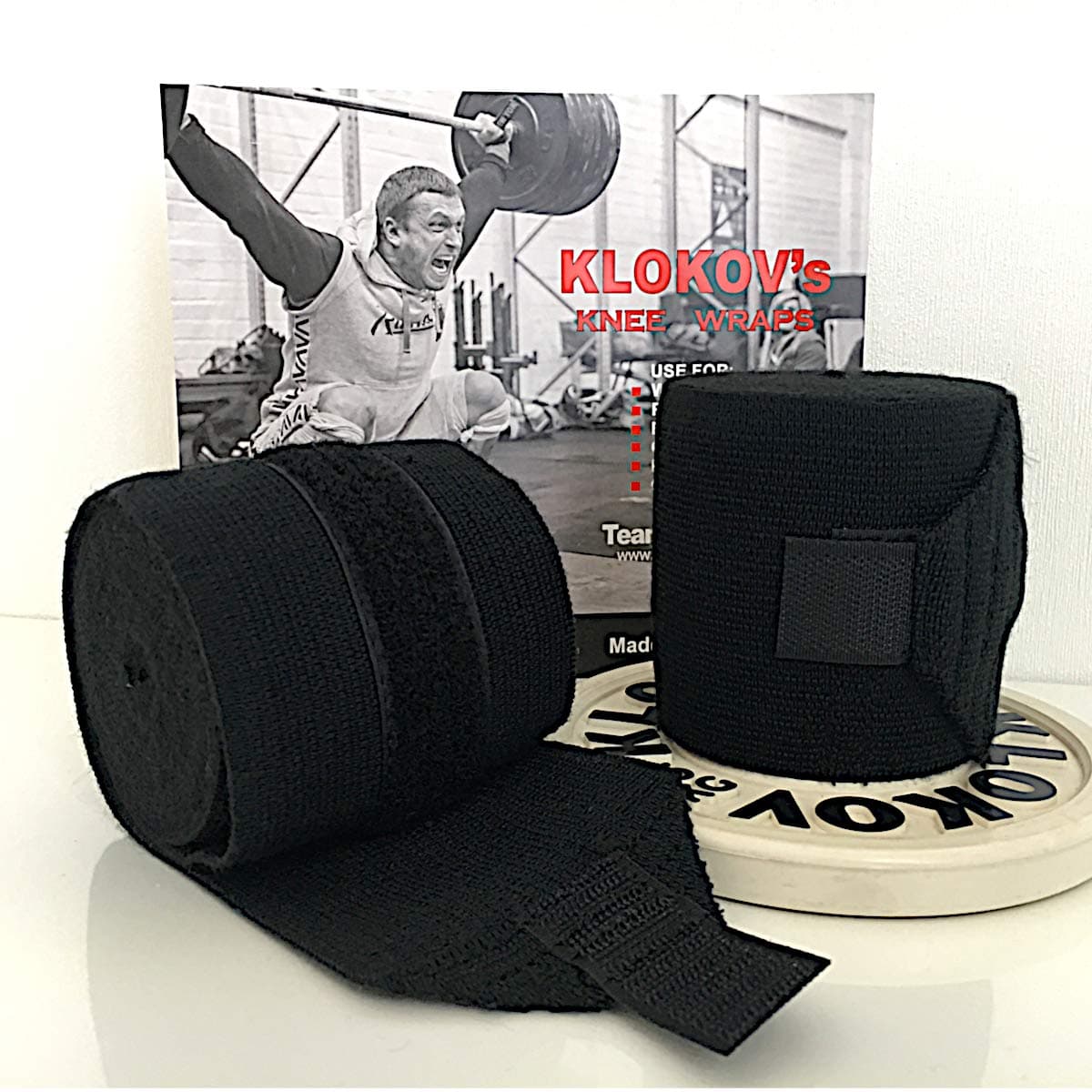 Klokov Knee Wraps (Pair) - Compression & Elastic Support - Perfect for Weightlifting, Squats, Powerlifting, Cross Training