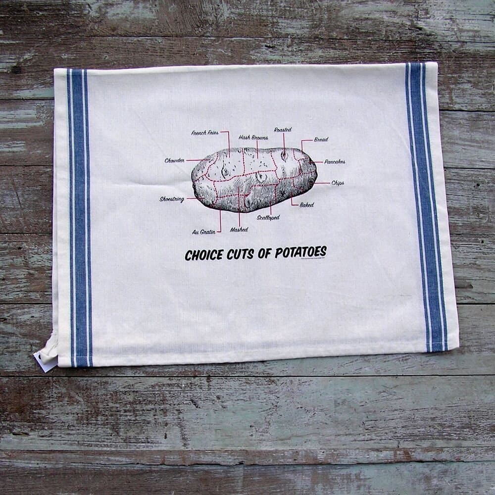 100% Cotton Potato Butcher Chart Kitchen Tea Towel