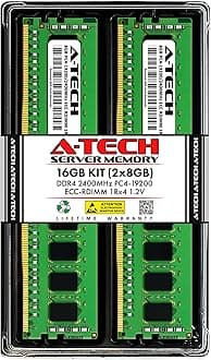 16GB Kit (2x8GB) DDR4 2400MHz PC4-19200 ECC RDIMM 1Rx4 Single Rank 1.2V ECC Registered DIMM 288-Pin Server & Workstation RAM Memory Upgrade Modules (A-Tech Enterprise Series)