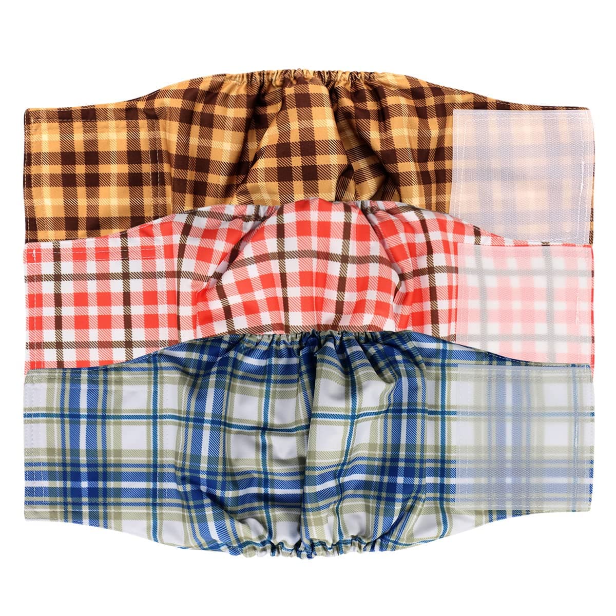 Reusable Male Dog Diaper, Washable Dog Belly Band, Durable and Absorbent Cloth Doggie Belly Wrap (Pack of 3)-Colorful Plaid, M