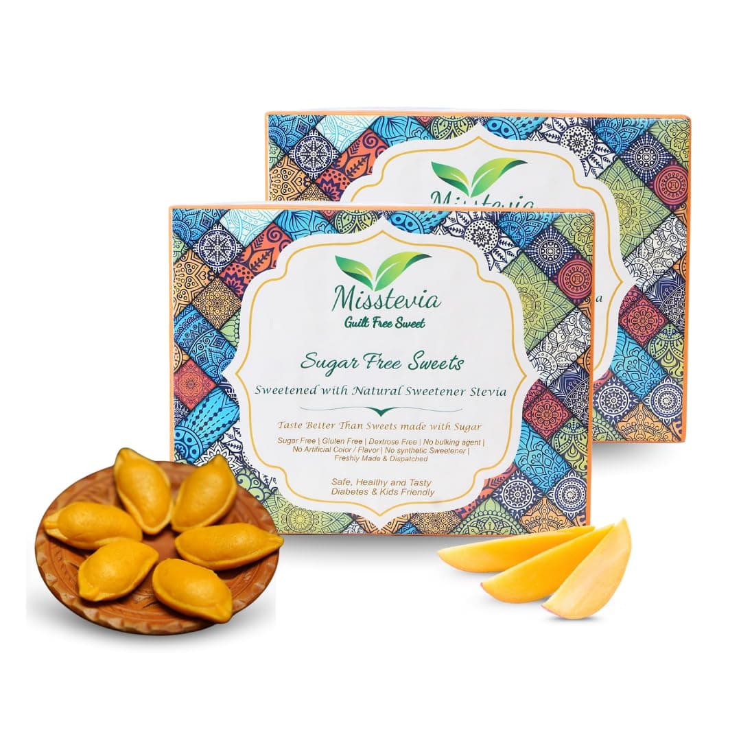 Misstevia Sugar Free Mango Malai Sandesh | Stevia Sweetened Sugar Free Sweets | Healthy Mithai With Pure Khowa/mawa | Fresh Green Mango Pulp Desi Pure Ghee & Premium Cardamom Powder | 250g