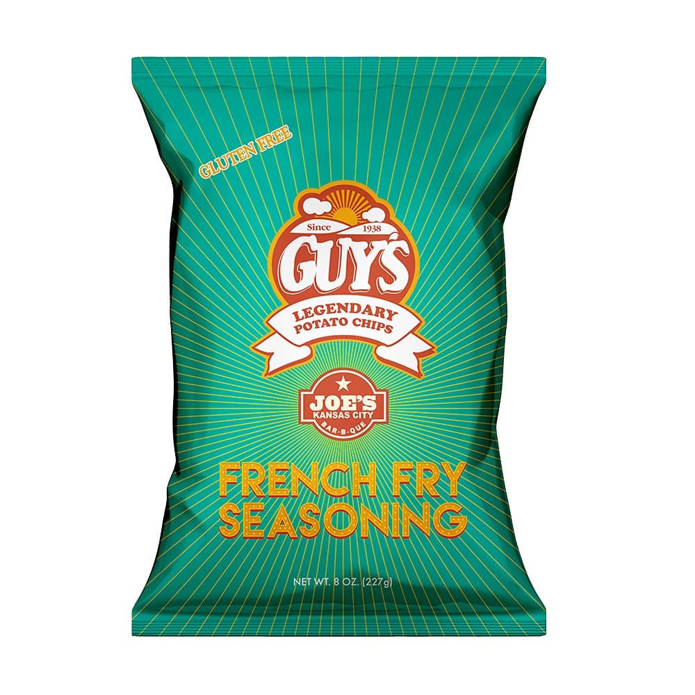 Guys Joe's KC French Fry Seasoning Potato Chips – Healthy & Salty Snacks w/a Unique Blend of Spices – Natural Potato Snack Chips – Pantry Essentials for Lunch or Snacking (8 oz Bag, Pack of 8)
