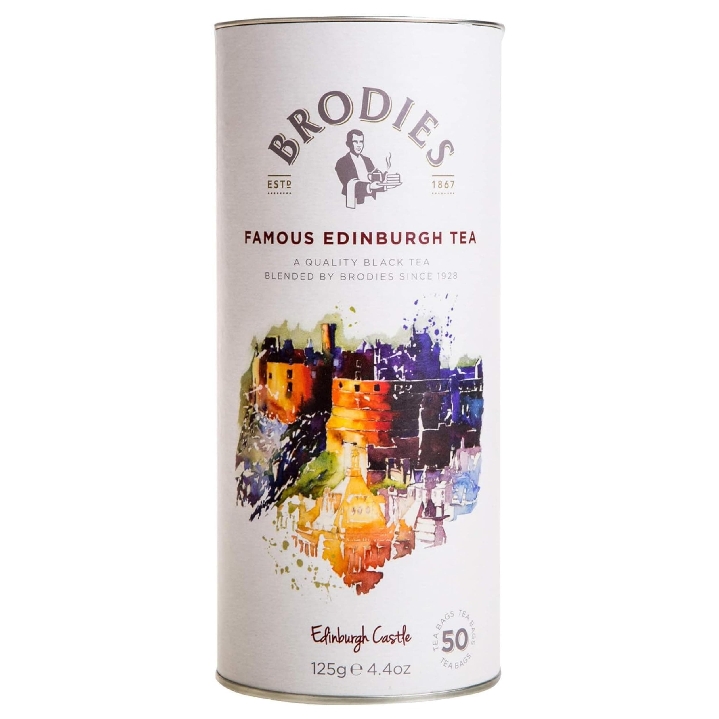 Brodies Tea, Famous Edinburgh Tea, Black Tea Imported from Scotland, Canister of 50 Bags (Pack of 1)