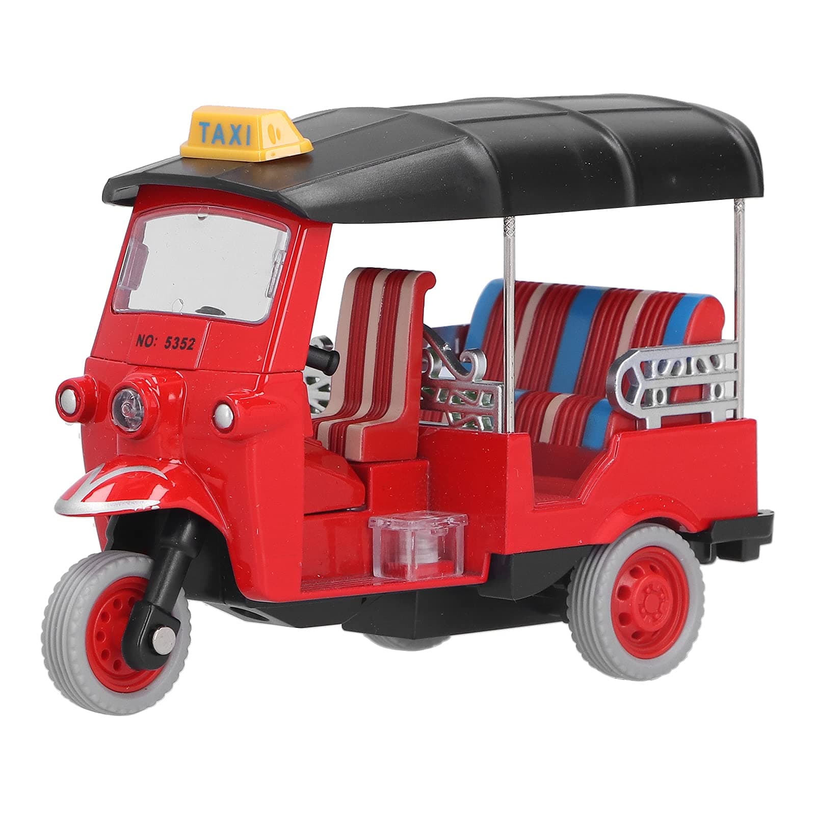 Pull Back Thai Tricycle, Thailand Tuk Tuk Taxi Car Model Toy, Simulation Alloy Rickshaw Car Vehicle Tricycle Motorcycle Toy for 3+ Kids Brithday Gifts Home Decor Collectible (red)