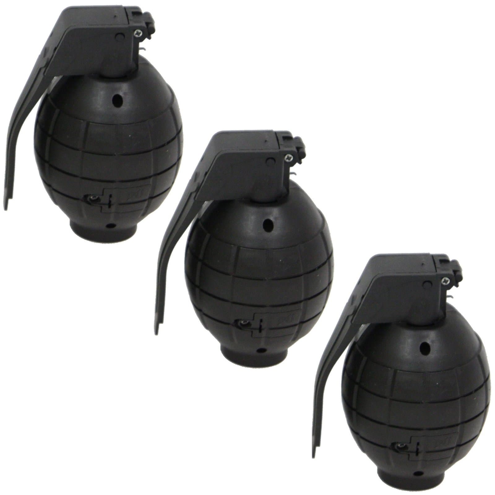 Pack of 3 Kids Army Toy Black Hand Grenades - With Flashing Light & sound - Role Play