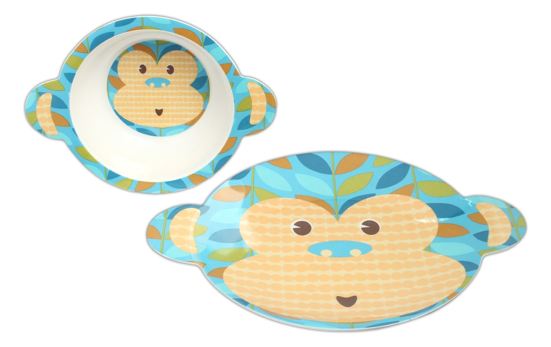 Bundle of Tar Hong Melamine Children's Matching Plate and Bowl Set (Monkey)