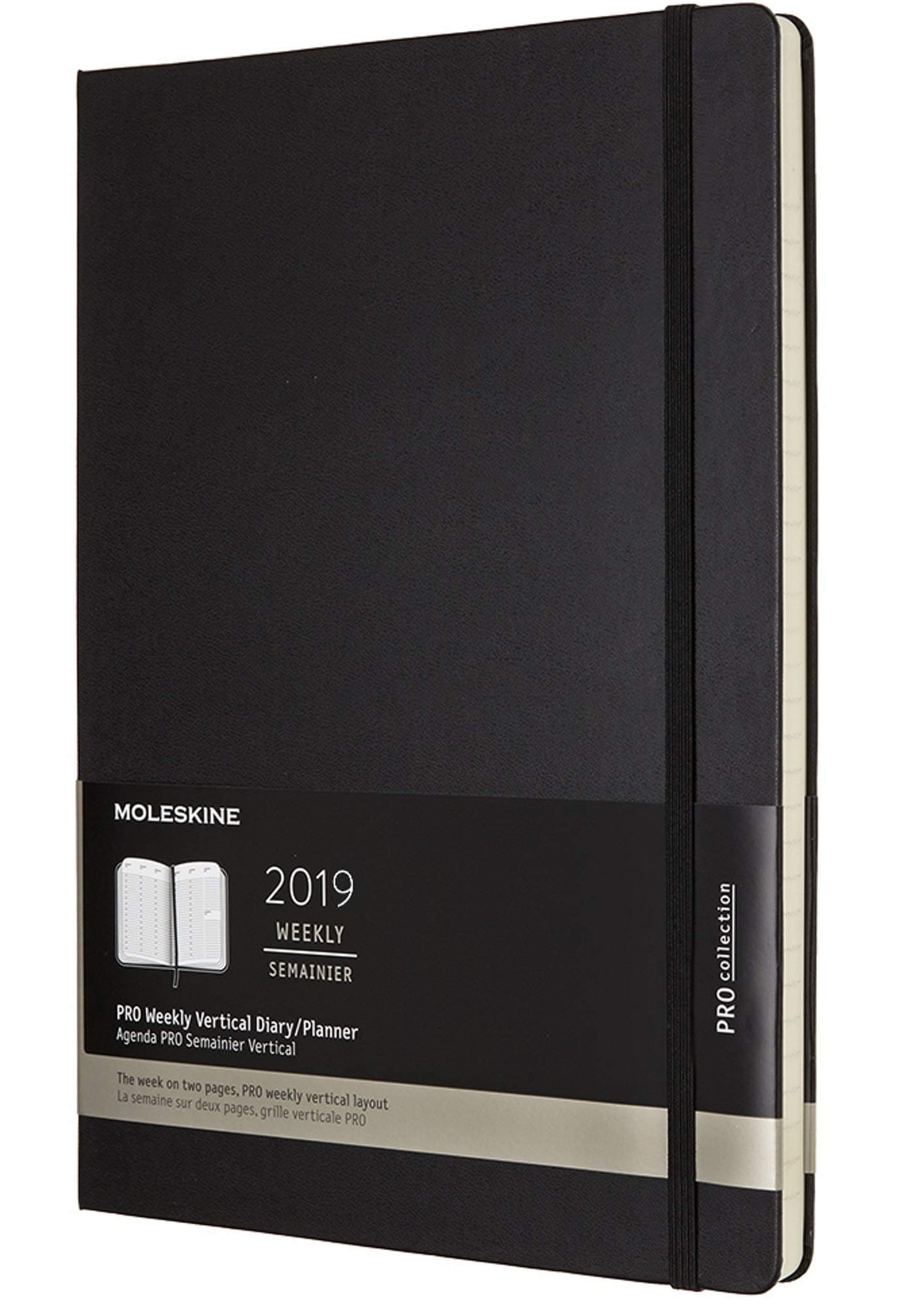 Moleskine PRO 12 Month 2019 Weekly Planner, Hard Cover, A4 (8.25" x 11.75") Black