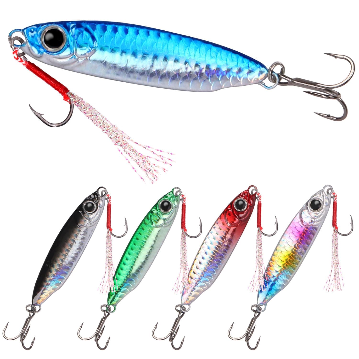 Tripquips Saltwater Jigs Fishing Lures with Ultra-Sharp Hooks, Saltwater Spoon Lure for Tuna Salmon Grouper, Sea Fishing Jigging Lure, Trolling Spoon for Bass Fishing