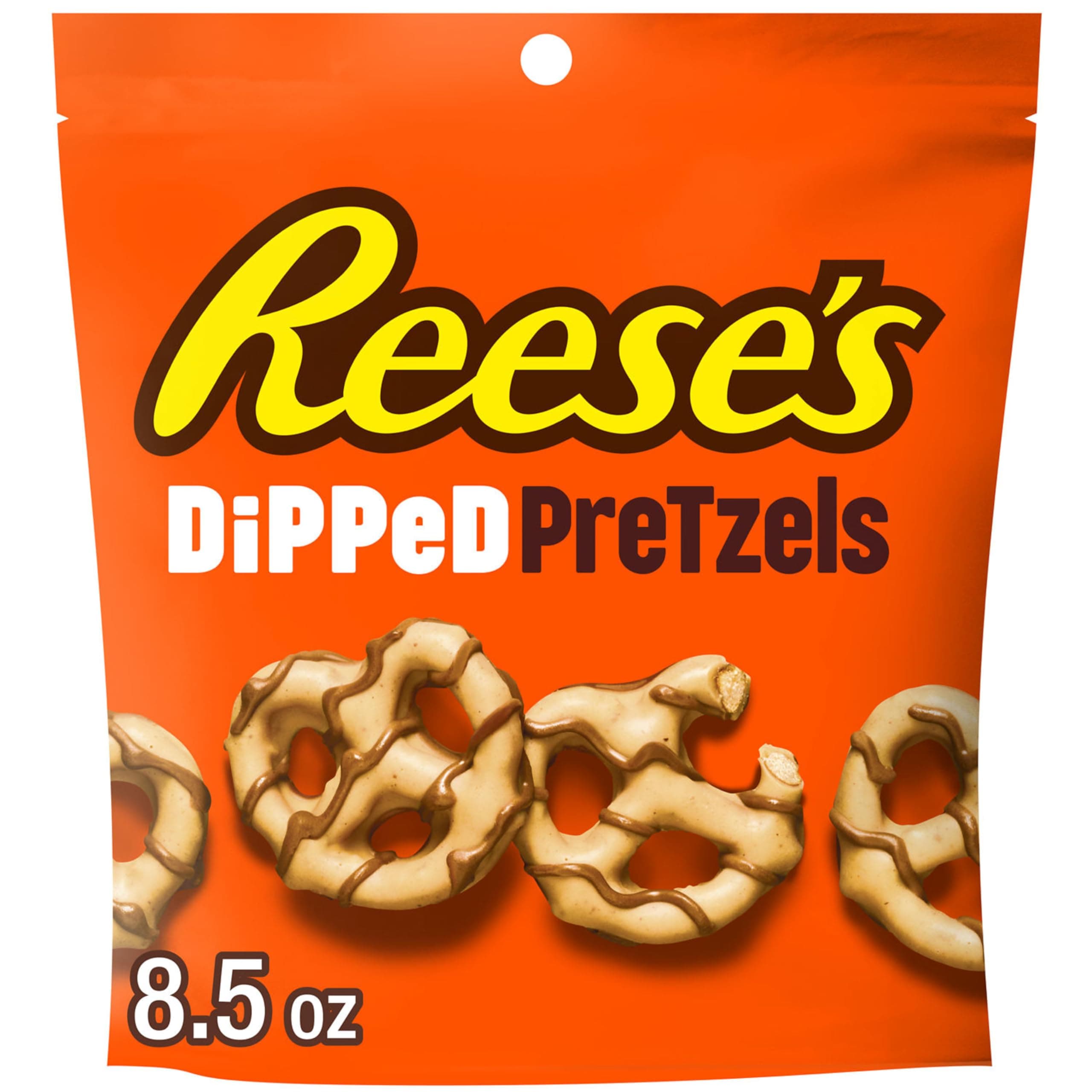 Chocolate and Peanut Butter Candy Dipped Pretzels Bag, 8.5 oz