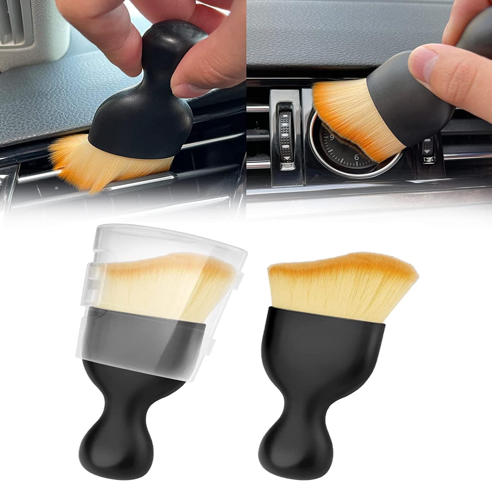 2 pack Car Detailing Brushes, Soft Bristle Cleaning Brush Car Interior Cleaning Brush Dusting Brush for Auto Home Office Detailing Clean, Scratch Free Car Windshield Cleaning Tool Car Interior