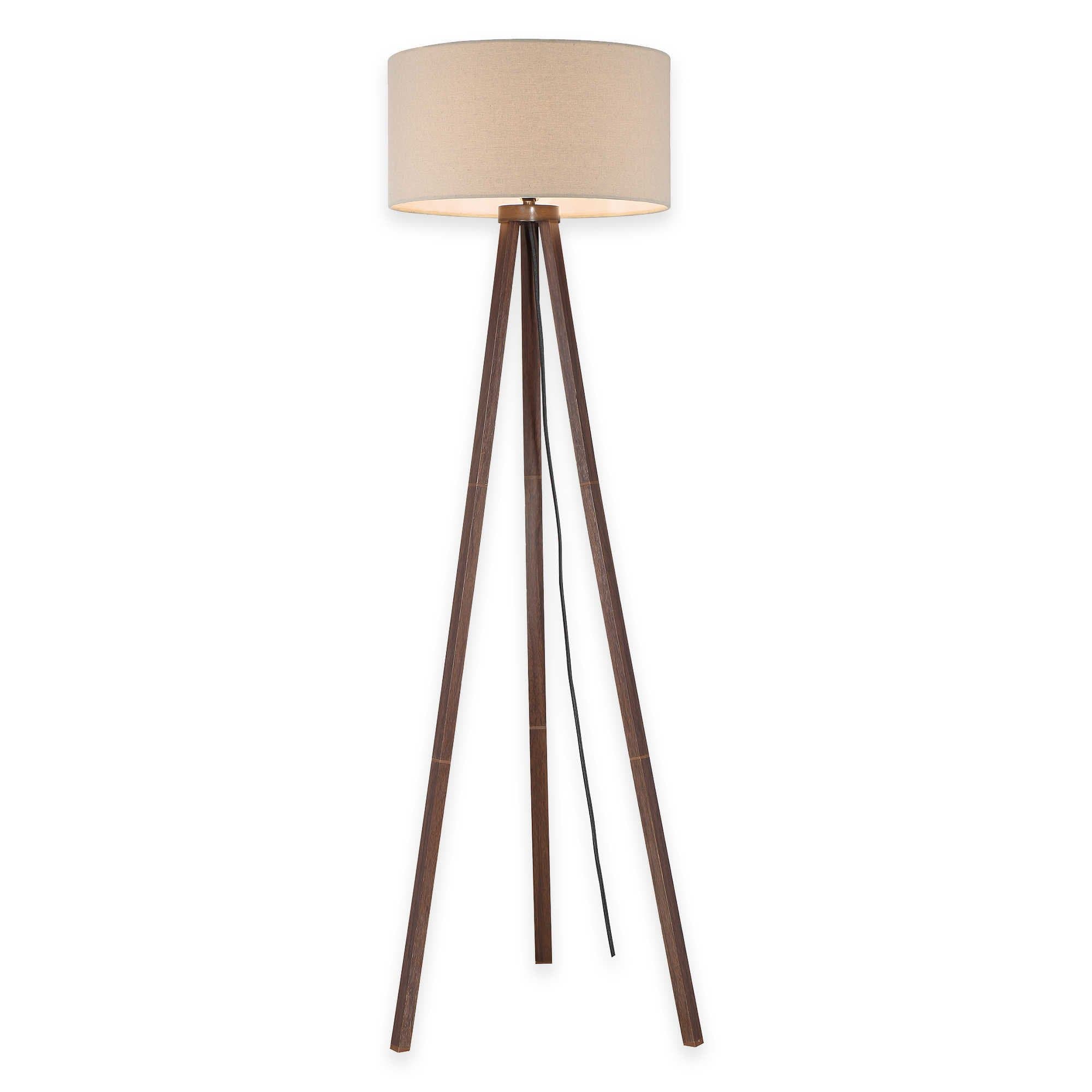 Tripod Floor Lamp in Walnut with Linen Shade