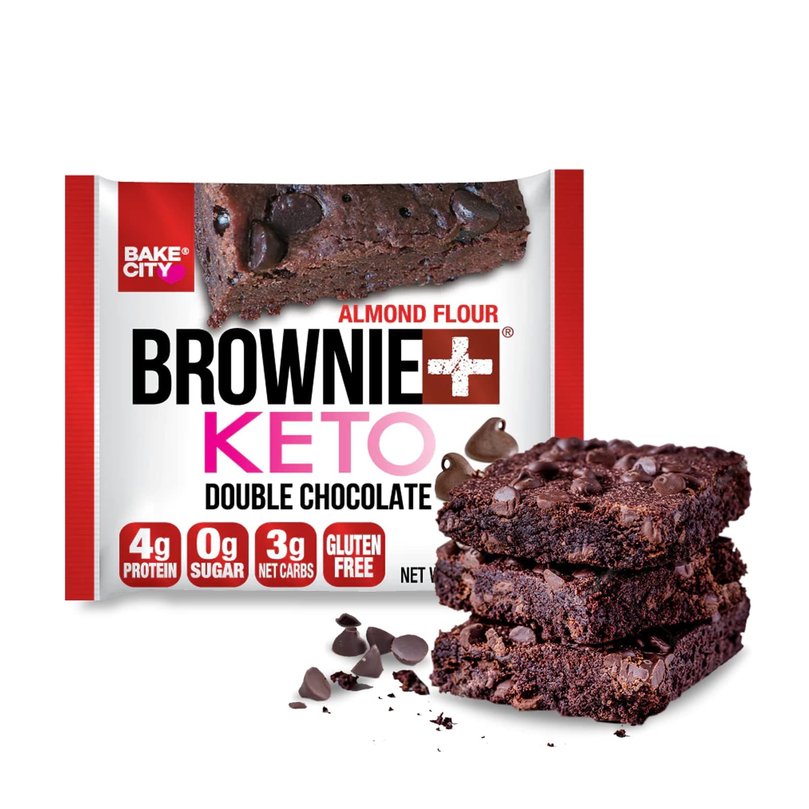 Brownie+ Keto | 1.2oz Brownie (12 pack), Gluten Free, 0g Sugar, Only 3g Net Carbs, Good Fats, 4g Protein, Kosher, No Artificial Ingredients
