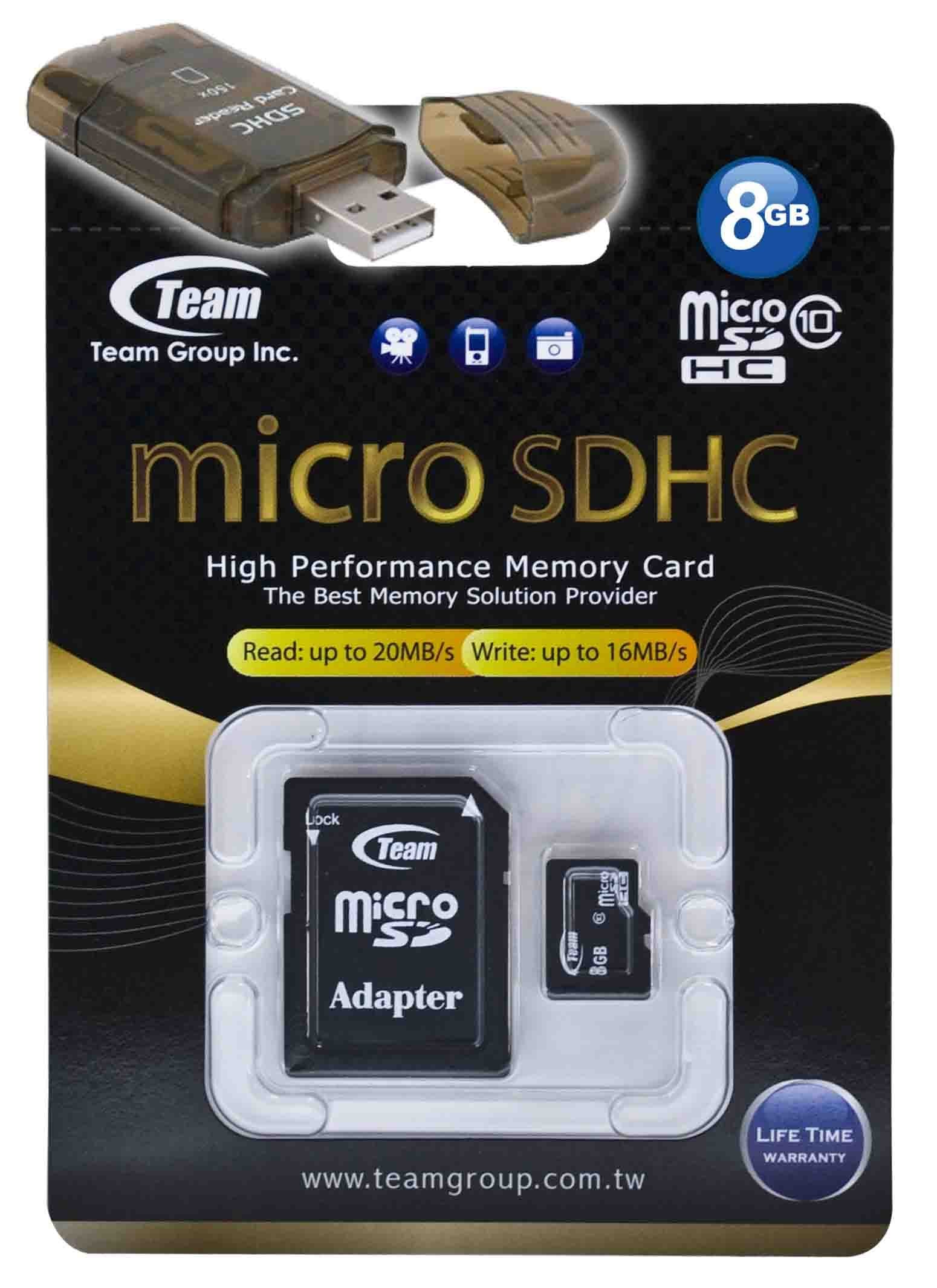 8GB Class 10 MicroSDHC Team High Speed 20MB/Sec Memory Card. Blazing Fast Card For SAMSUNG Captivate Continuum i400 phone. A free High Speed USB Adapter is included. Comes with.