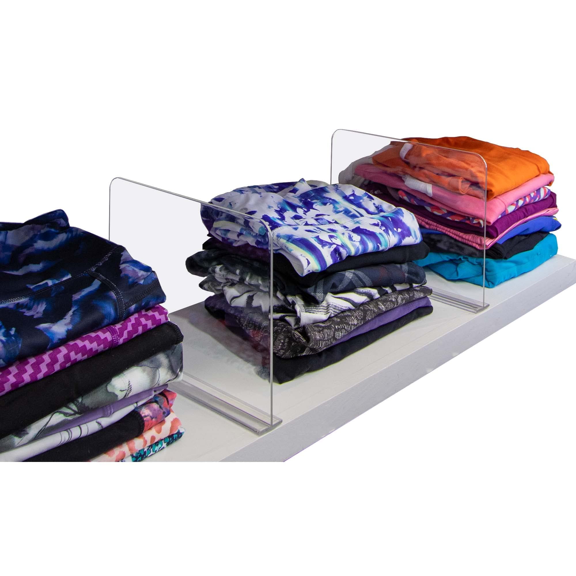 Bee Neat Closet Organization with Acrylic Clear Shelf Dividers - Closet Shelf Organizer for Clothes, Towels, Sweaters, Purses, and Books - Shelf Separators - 2 Pack (8" Tall 11 ⅝" Deep)