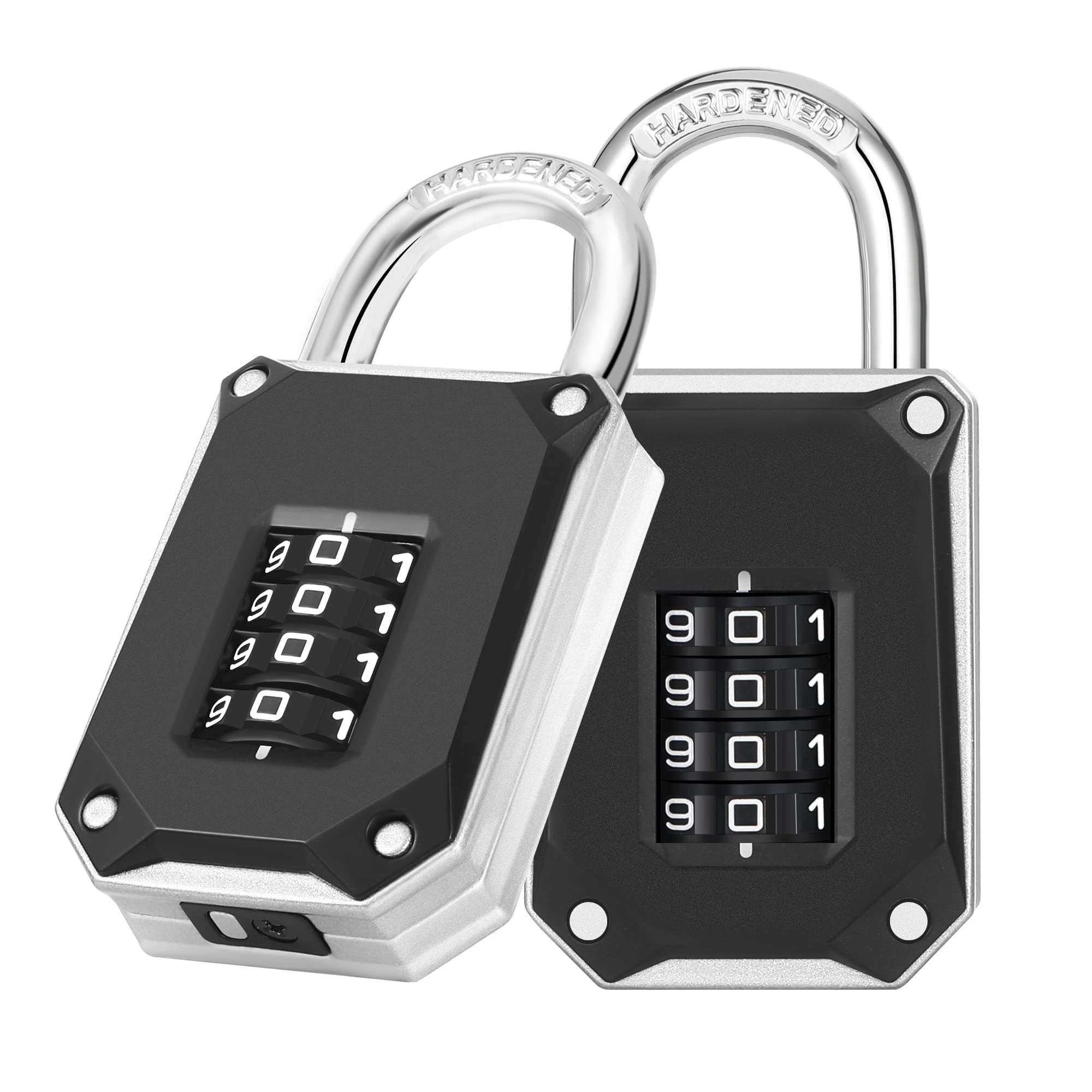 MAKINGTEC Code Padlock for Gym Locker, 4 Digit Combination Lock, Heavy Duty Number Padlocks with Big White Numbers and Reset Protection Cover, for School Lockers, Toolbox, Cupboard, etc. (2 Pack)