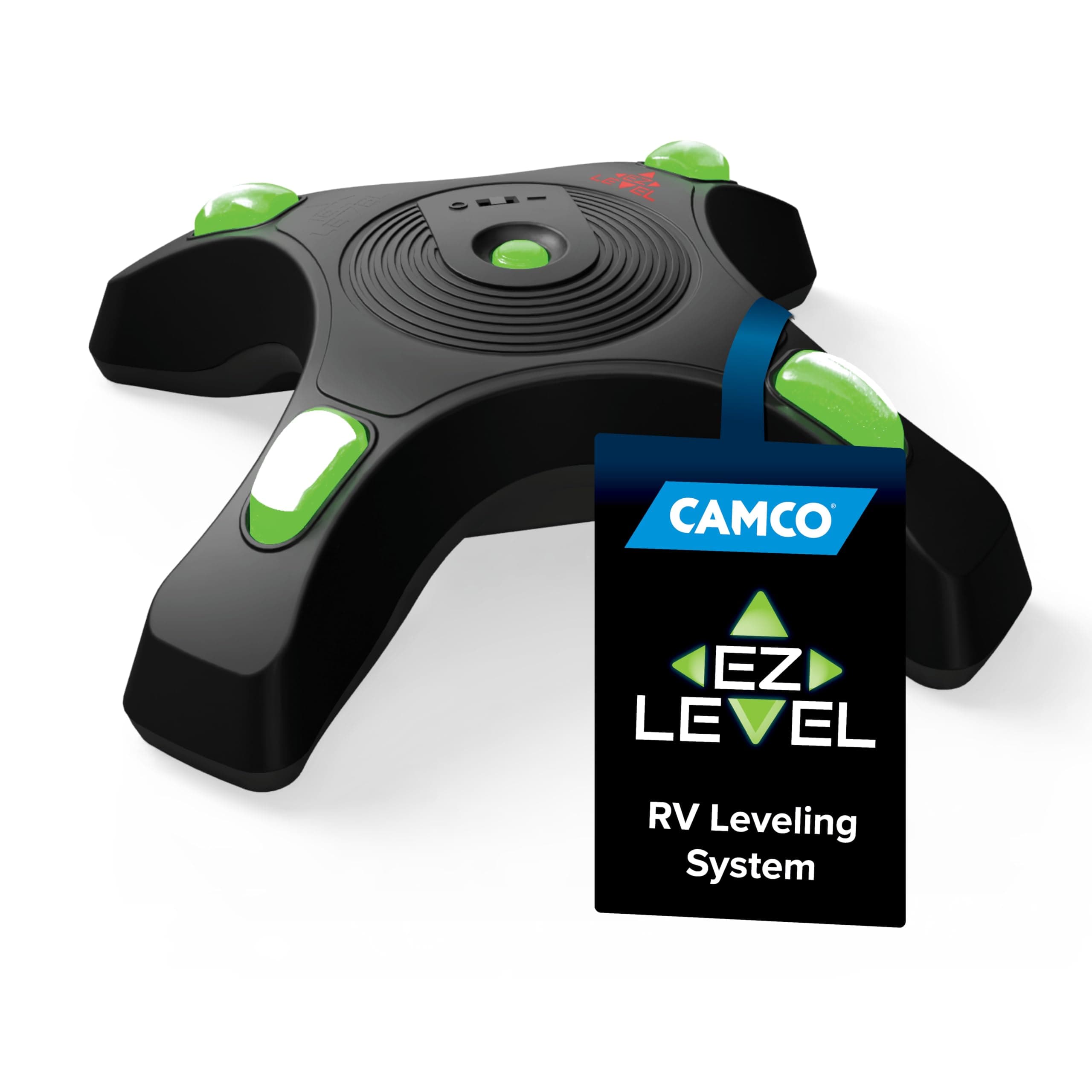 Camco Camper/RV EZ Level | Features Illuminated Indicator Lights & Automatic Shut-Off Function when Not In-Use | Includes Pre-Installed On/Off Switch (25505)