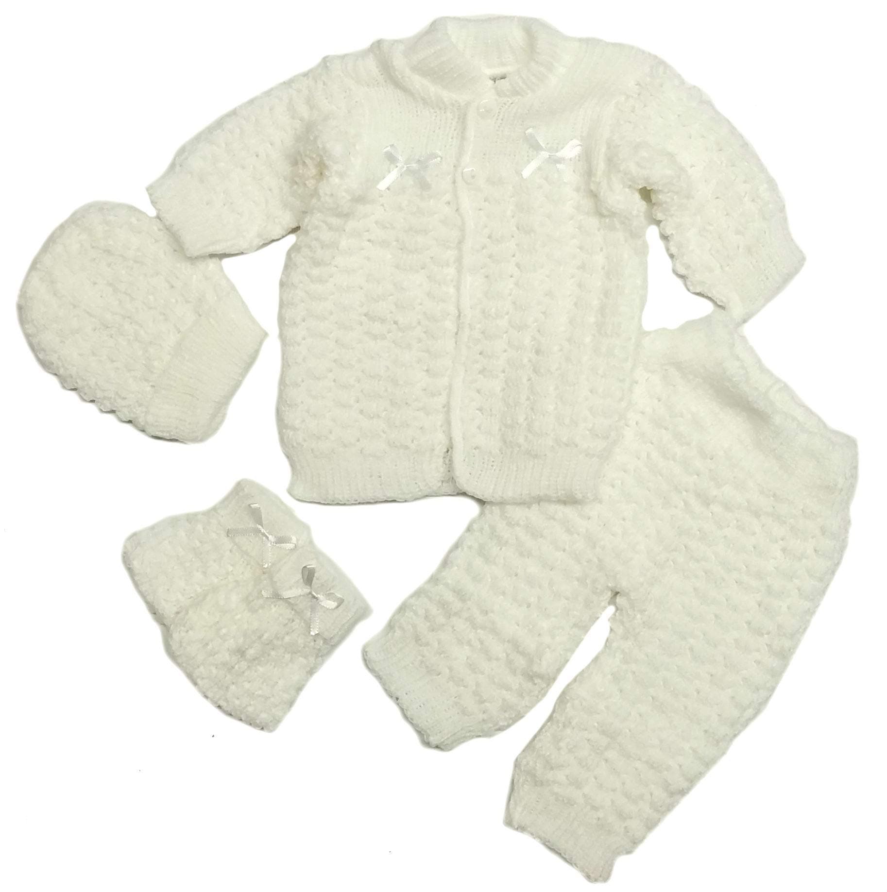 Fashion Cute Newborn Baby Boy's Girl's Unisex Warm Winter 4 Pieces Crochet Set