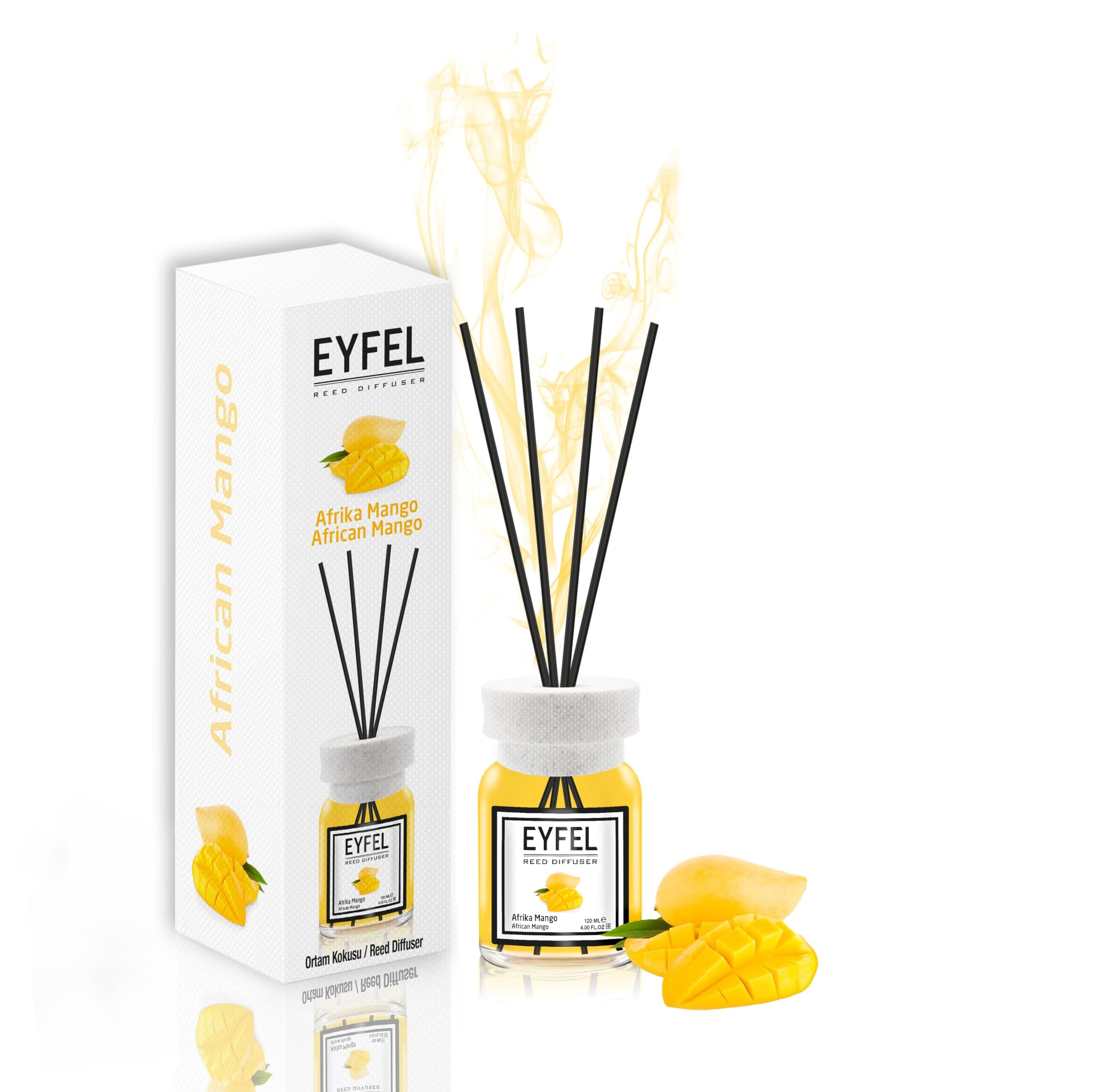EYFEL Reed Diffusers for Home – African Mango Reed Diffuser Set 4.05 fl oz Oil Diffuser Sticks, Bathroom Diffuser, Home Fragrances, Scented Sticks, Home Decor
