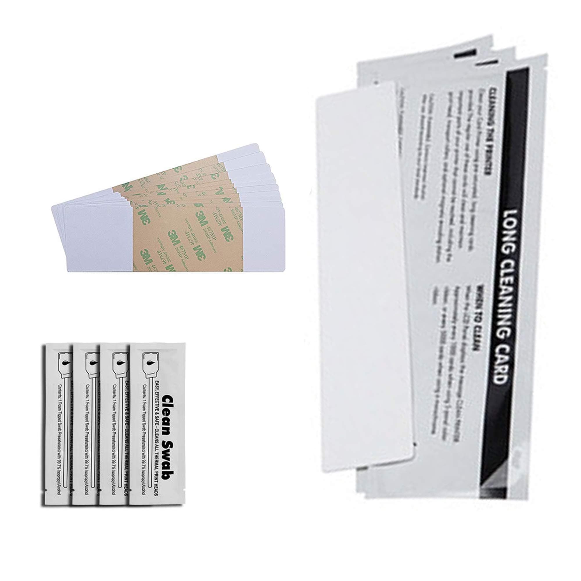 DuraClean™ DC-86177 ID Printer Cleaning Kit for Most Fargo Card Printers. 3 Long Cleaning Cards, 10 Adhesive Cleaning Cards & 4 Cleaning Swabs.