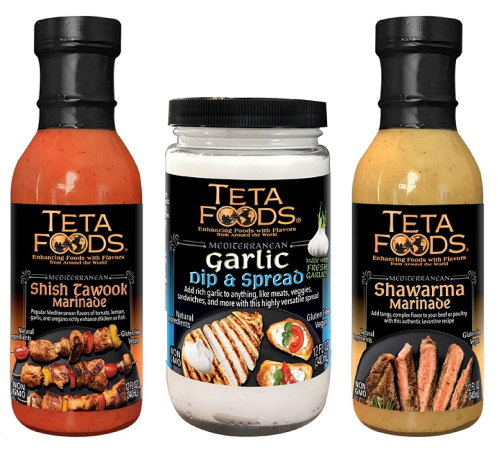 Teta Foods Assorted Selection of Middle Eastern Dressings and Marinades (Tawook Garlic Shawarma)