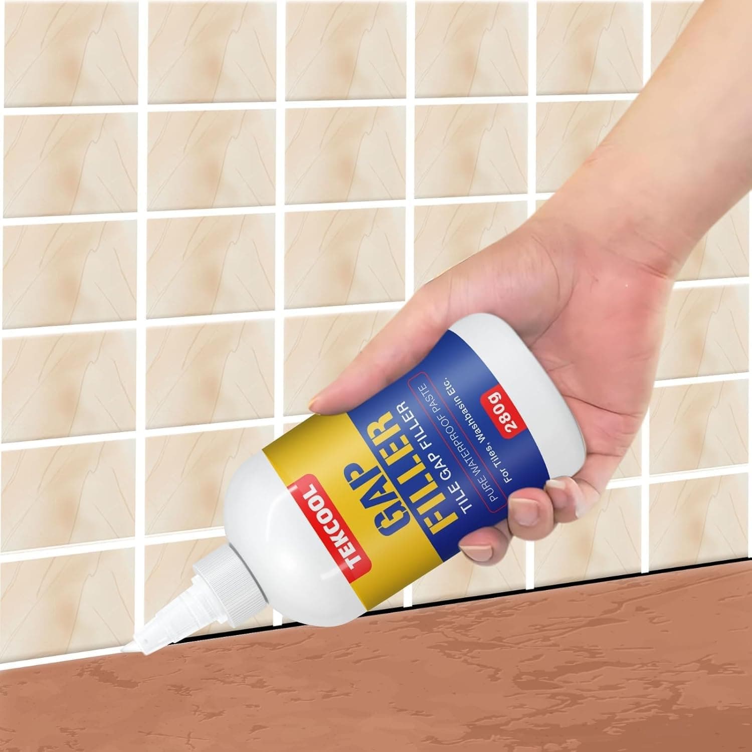 TEKCOOL Tiles Gap Filler Waterproof, Gap Sealant, Grout, White Cement Paste Tube, Gap Filler for Walls and Joints, Waterproof Sealant, Tile Gap Filler Tube for Kitchen, Bathroom (280 ML) Silicone