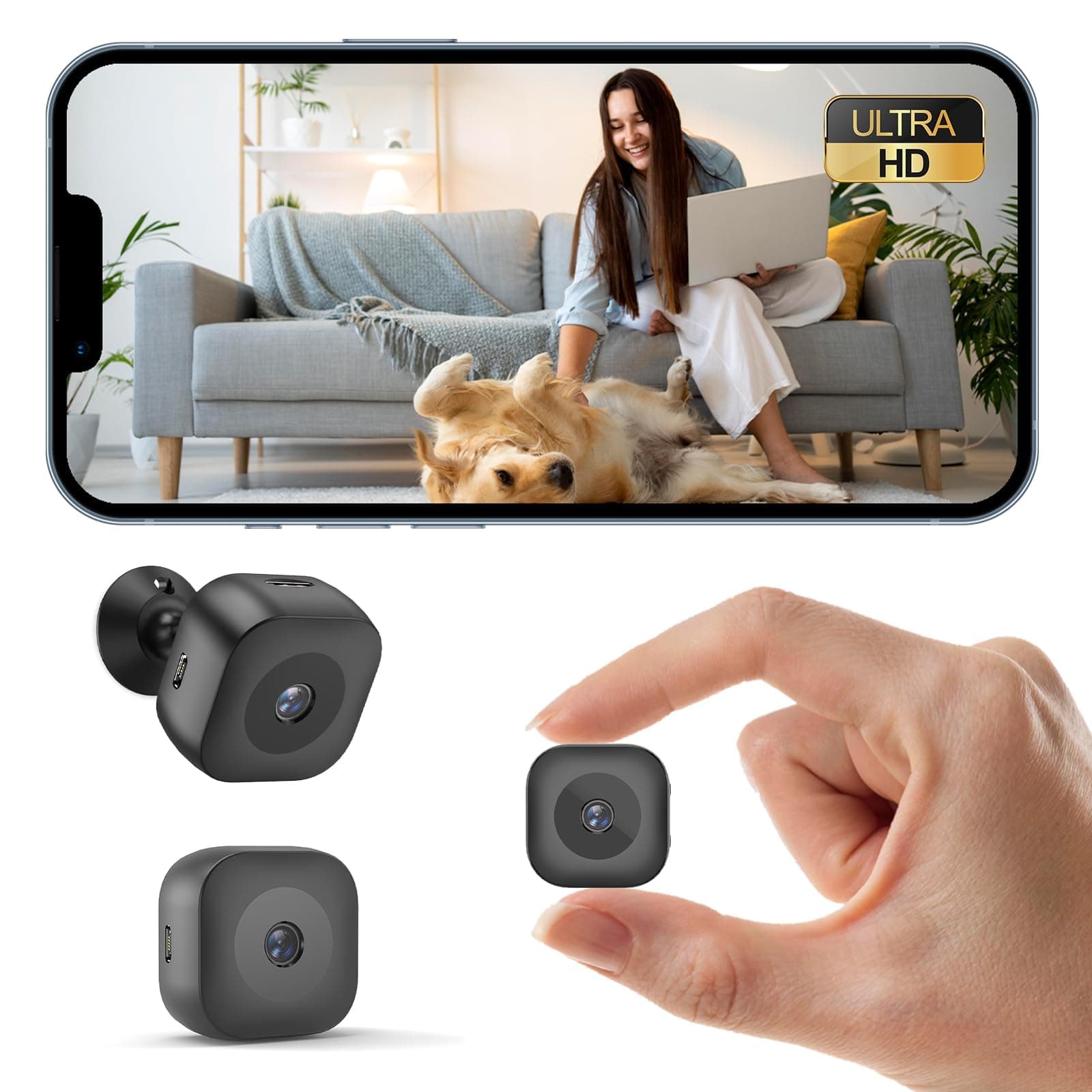 Hidden Camera,Security Mini Camera‌,HD ‌WiFi Wireless with SD Storage & Motion Detection for Home Office Compact Indoor