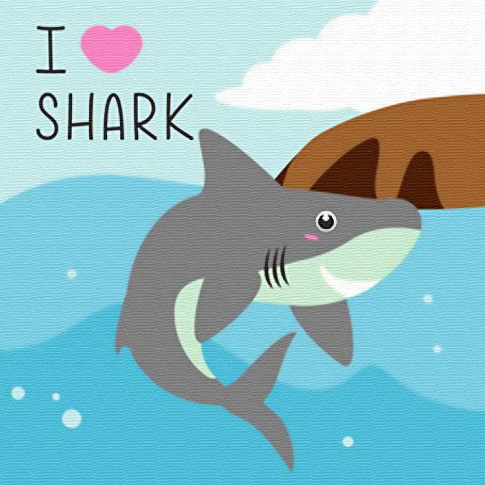 Komidea Paint by Numbers for Kids, Paint by Number on Framed Canvas Painting Kits - I Love Shark 8x8inch