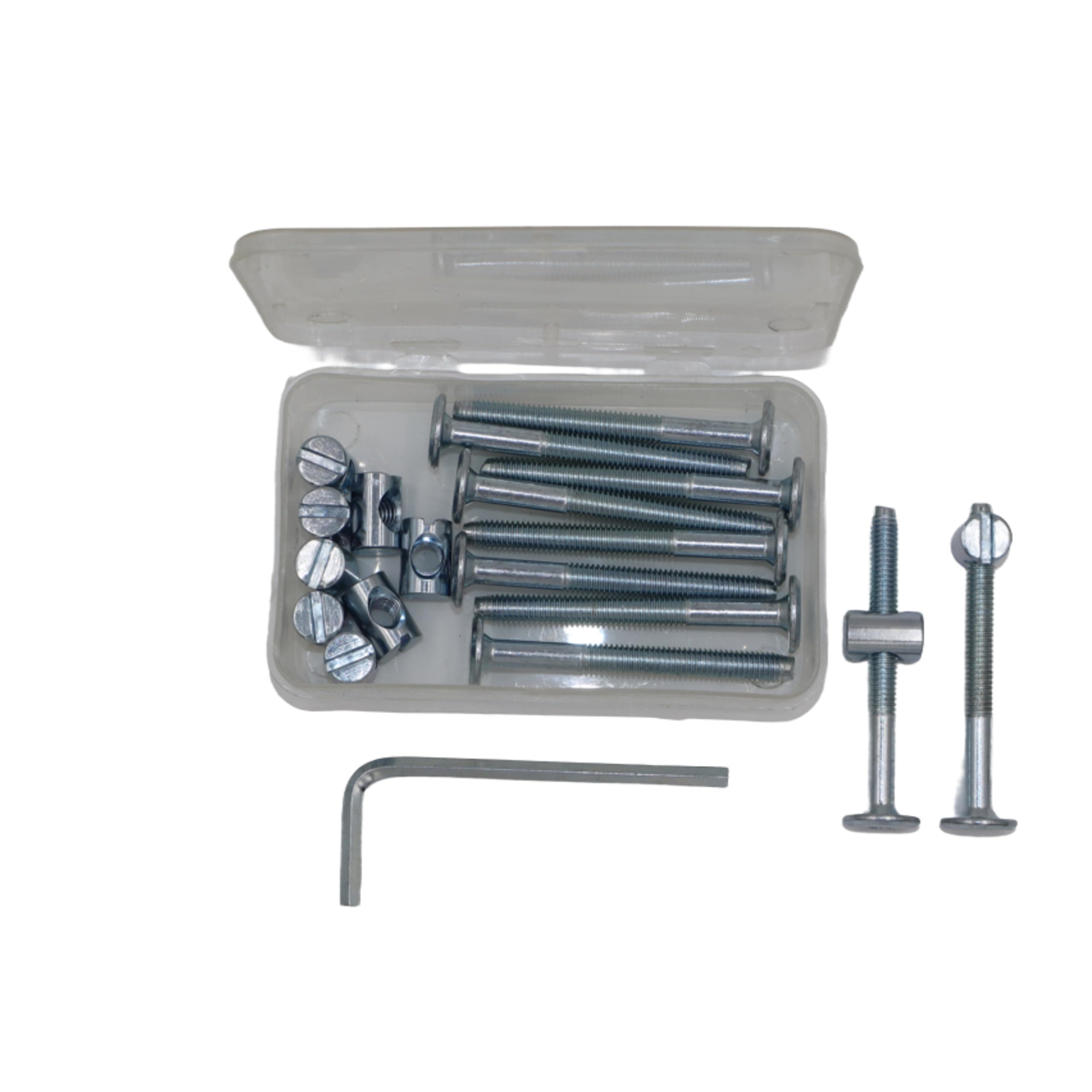 B Furniture Cot Bed Bolt Allen Head with Barrel Nut 6mm M6 X 60mm ZP Silver (Pack of 10).