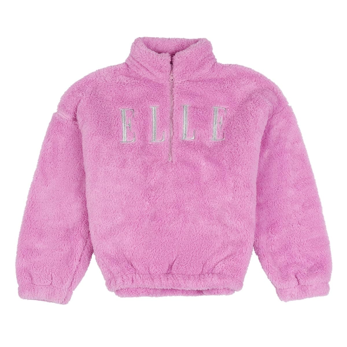 ELLE Girls' ELL0463Y6G Elle Teddy Half Zip Funnel Neck Orchid
