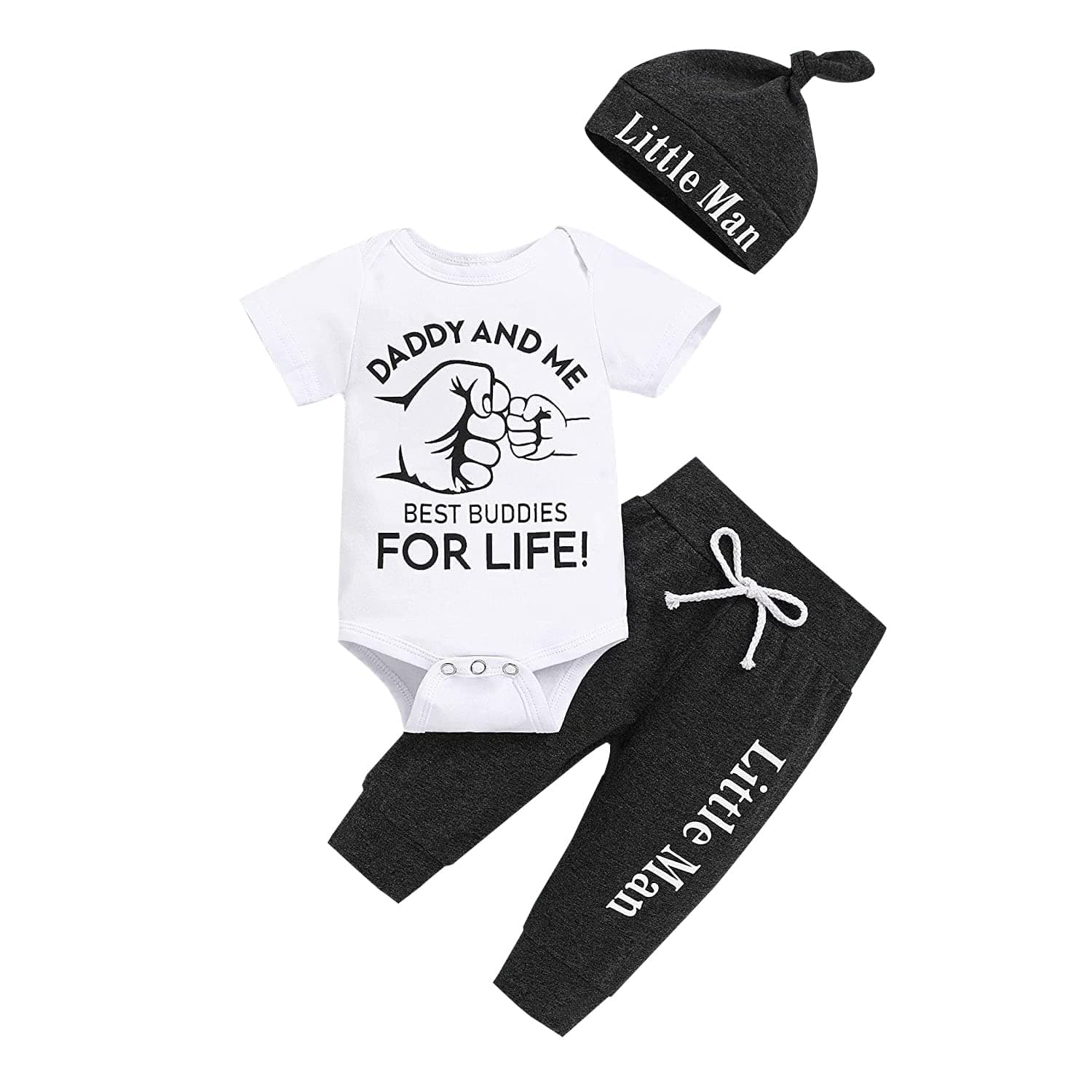 Newborn Infant Baby Clothes Long Sleeve Romper + Pants + Hat 3PCS Outfits Set