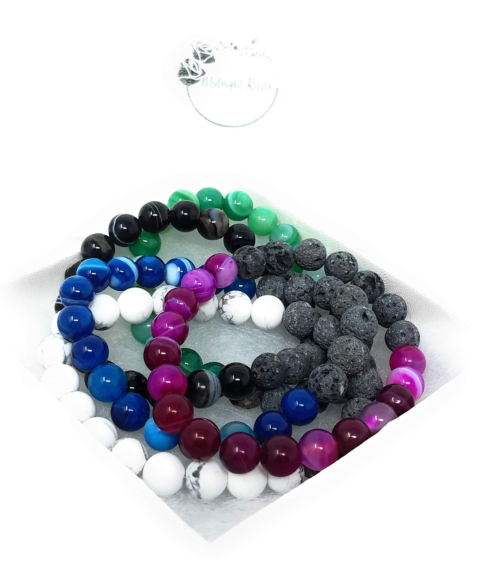 Midnight Kisses Authentic Lava Stone Bracelets for Women Essential Oil Aromatherapy for Ideal Stress & Anxiety Relief-Chakra Diffuser Healing Rock Beads-Meditation Yoga Jewelry